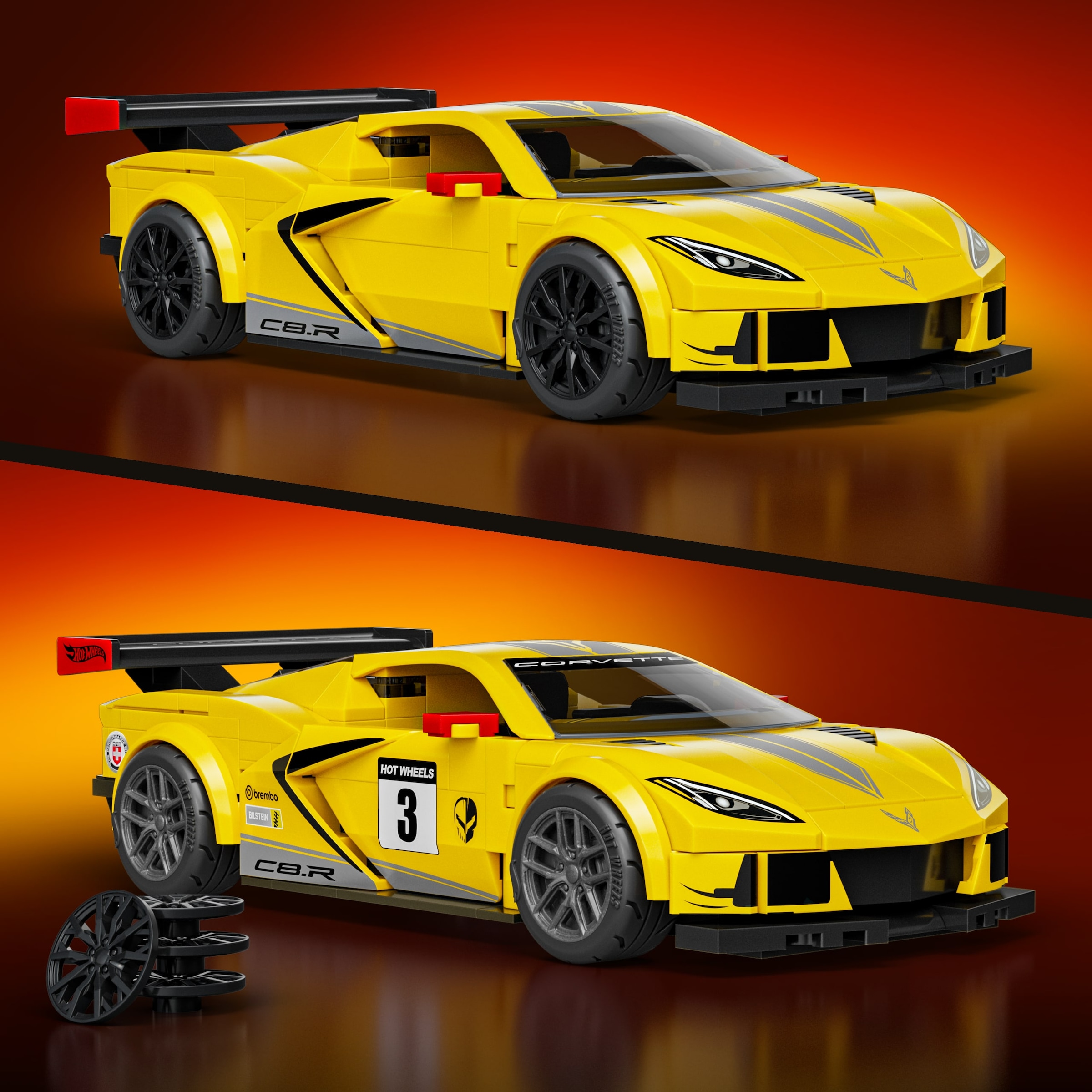 Mattel® Modellbausatz »Mattel Brick Shop Hot Wheels Speed Corvette« 261 Stk. tlg. 1:32