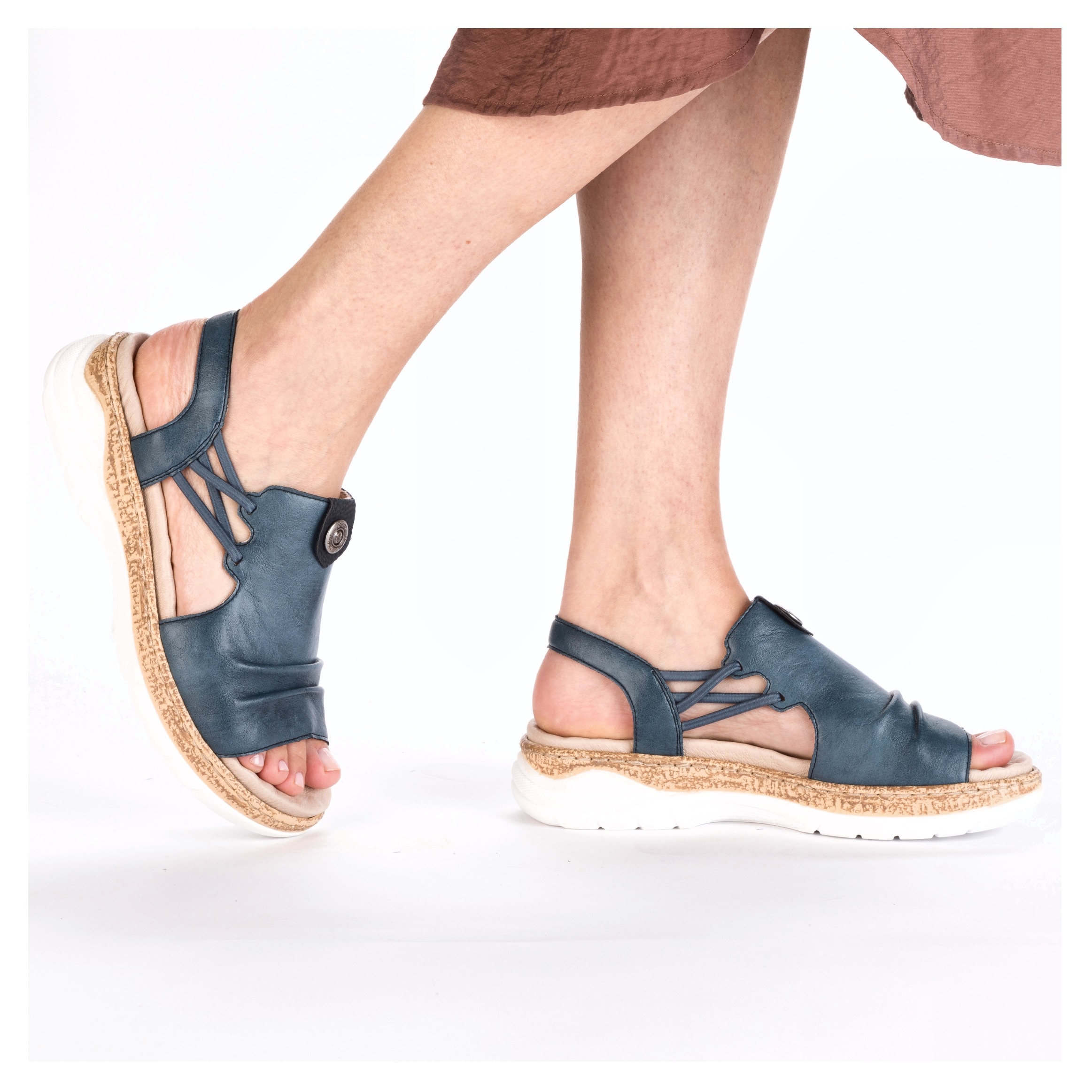 Rieker Sandale, Sommerschuh, Sandalette, Schlupfschuh mit seitlichen Gummizügen