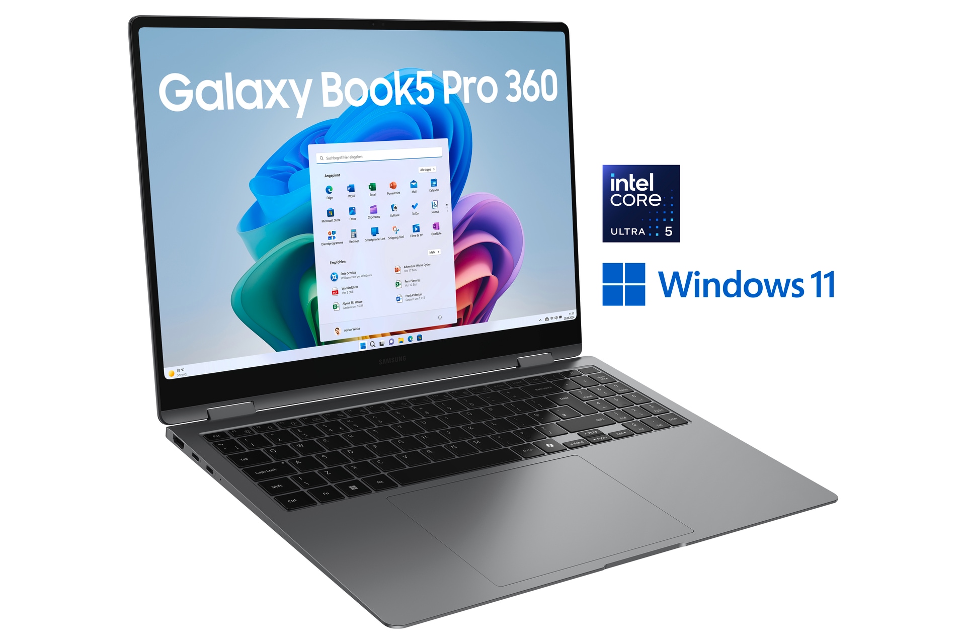 Samsung Convertible Notebook »Galaxy Book5 Pro 360 16'' (NP960Q) Ultra5 32 GB + 512 GB«, 40,6 cm, / 16 Zoll, Intel, Core Ultra 7, ARC, 512 GB SSD