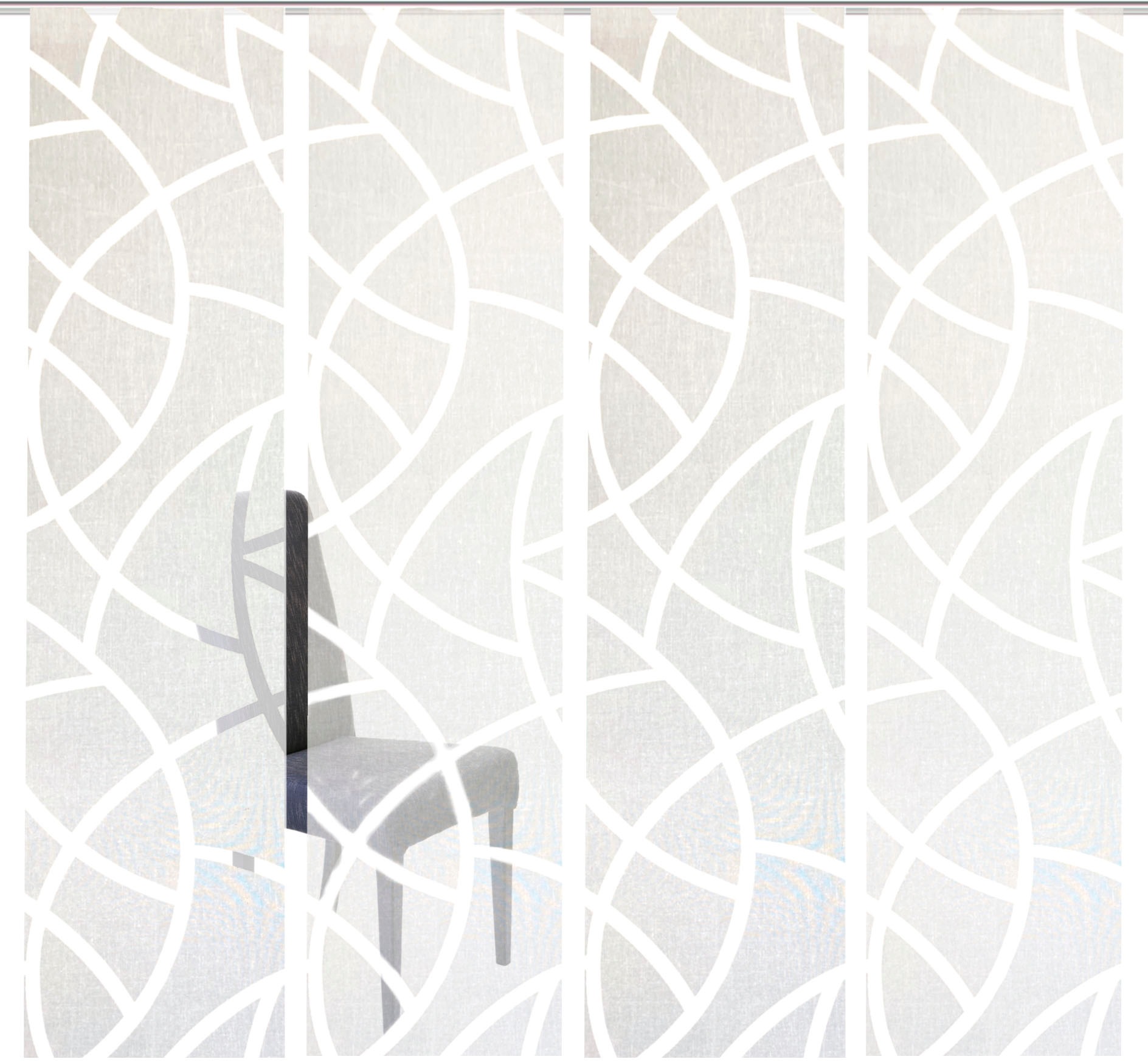 Thumbnail - HOME WOHNIDEEN Schiebegardine "CASSÉ" Paneelwagen 4 Stk. tlg. Dekostoff, mit transparentem Scherli