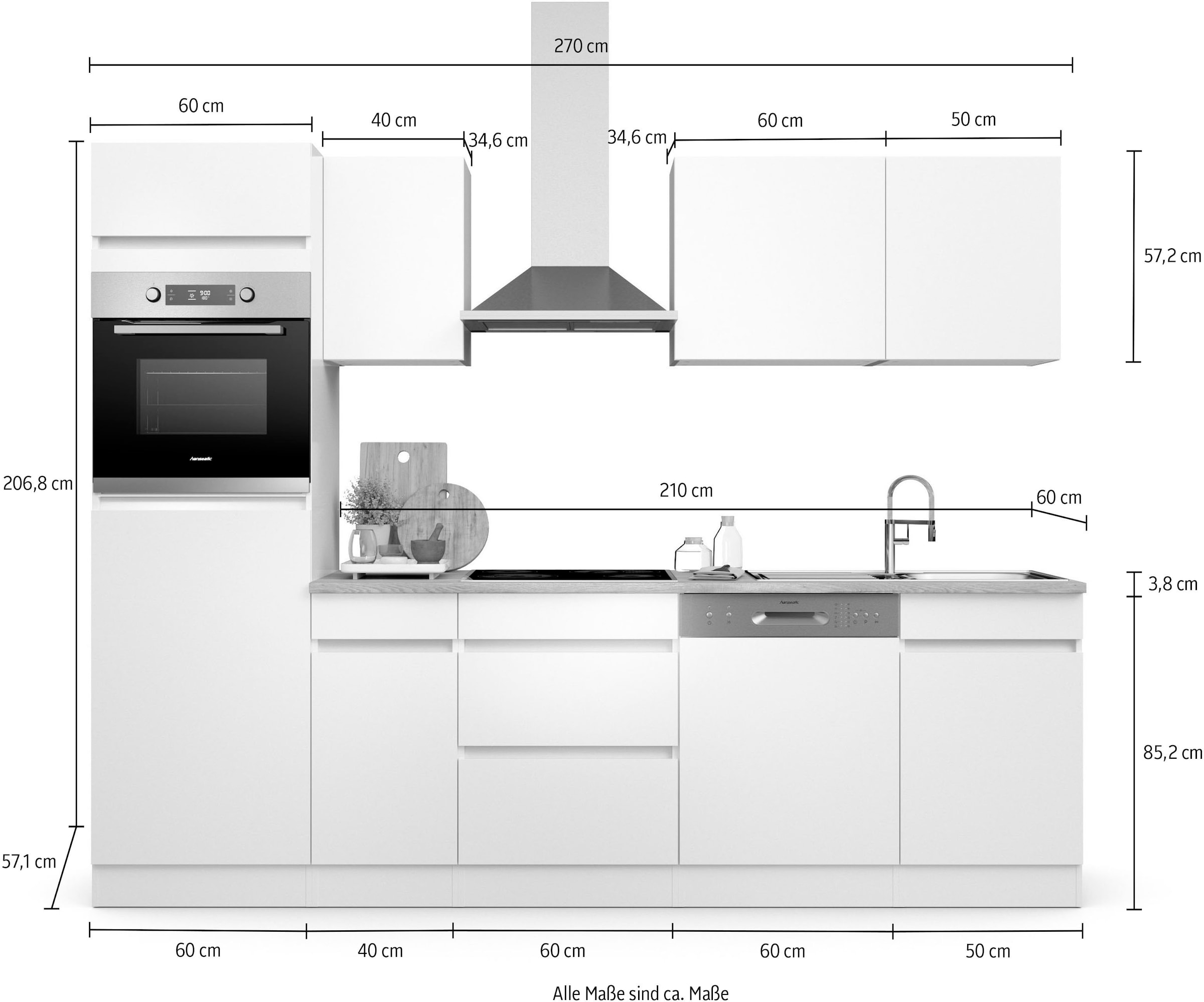 OPTIFIT Küche »Safeli«, Breite 270 cm, wahlweise mit oder ohne Hanseatic-E-Geräte