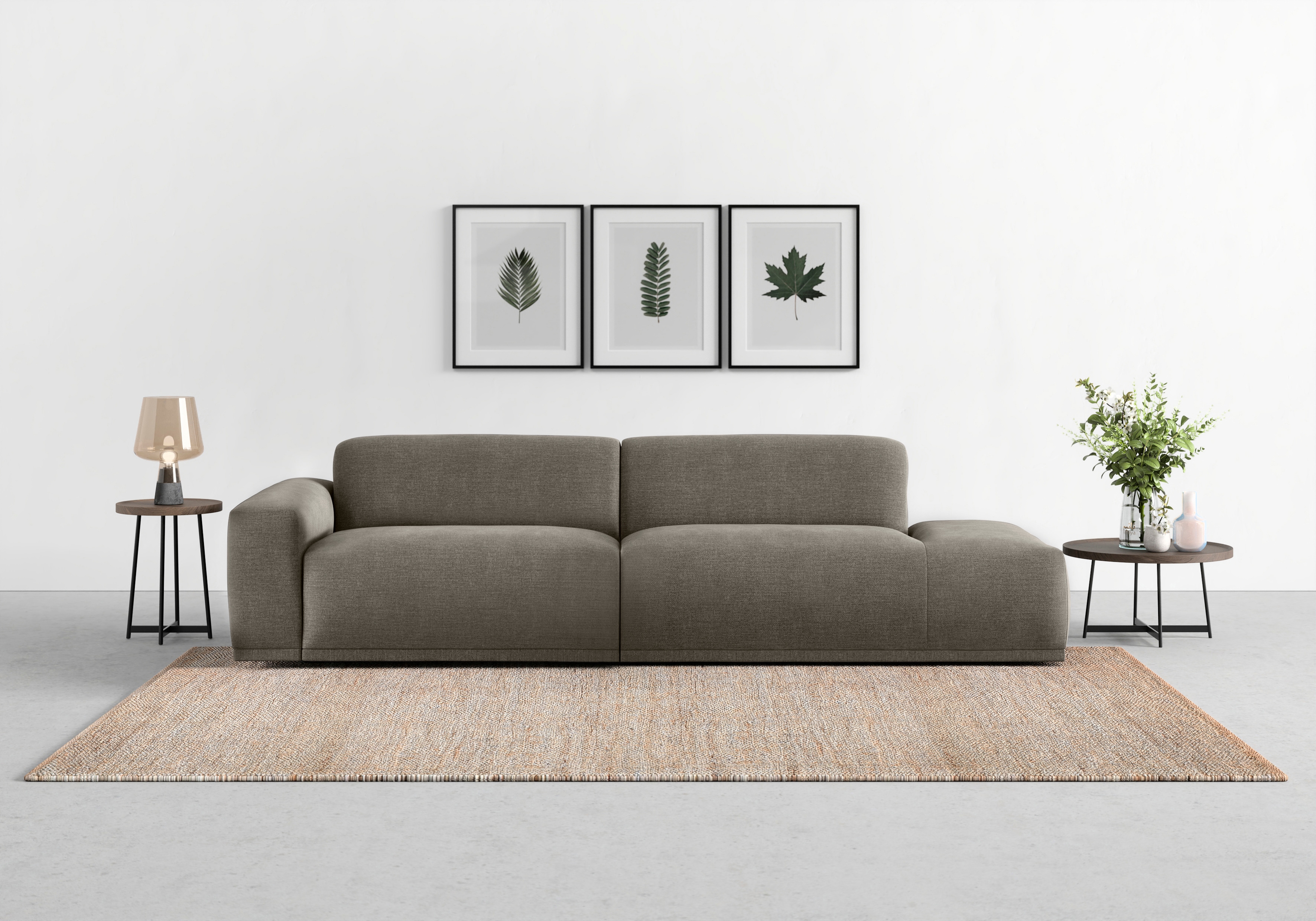 TRENDMANUFAKTUR Big-Sofa "Braga, mit hochwertigem Kaltschaum, Megasofa, Japandi-Design" modernes Big-Sofa, Couch mit hohem Sitzkomfort, 277/72/107 cm (B/H/T)