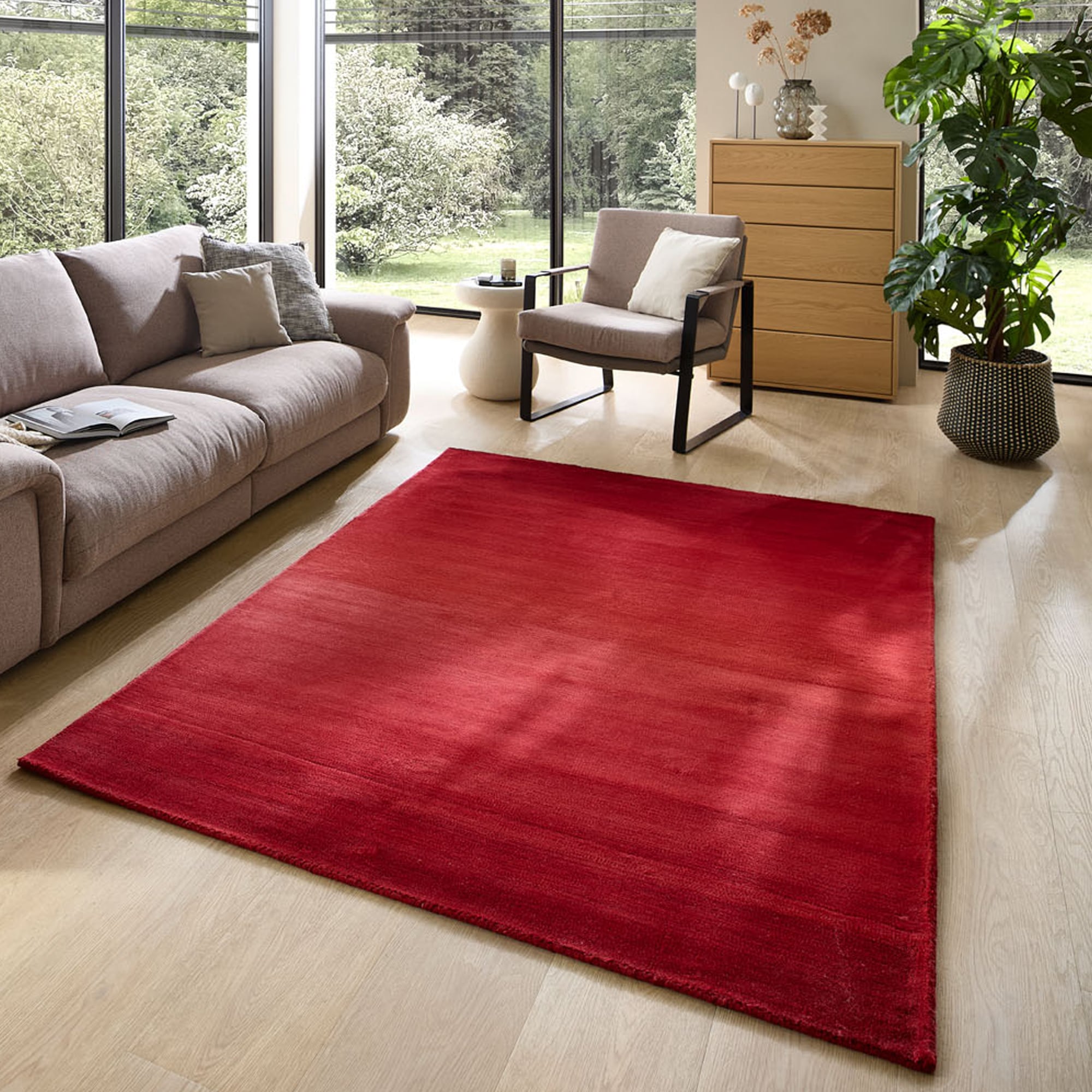 THEKO Wollteppich "Wool Comfort" rechteckig 15 mm Höhe Handweb Teppich, reine Wolle, handgewebt, brilliante Farben, Scandi