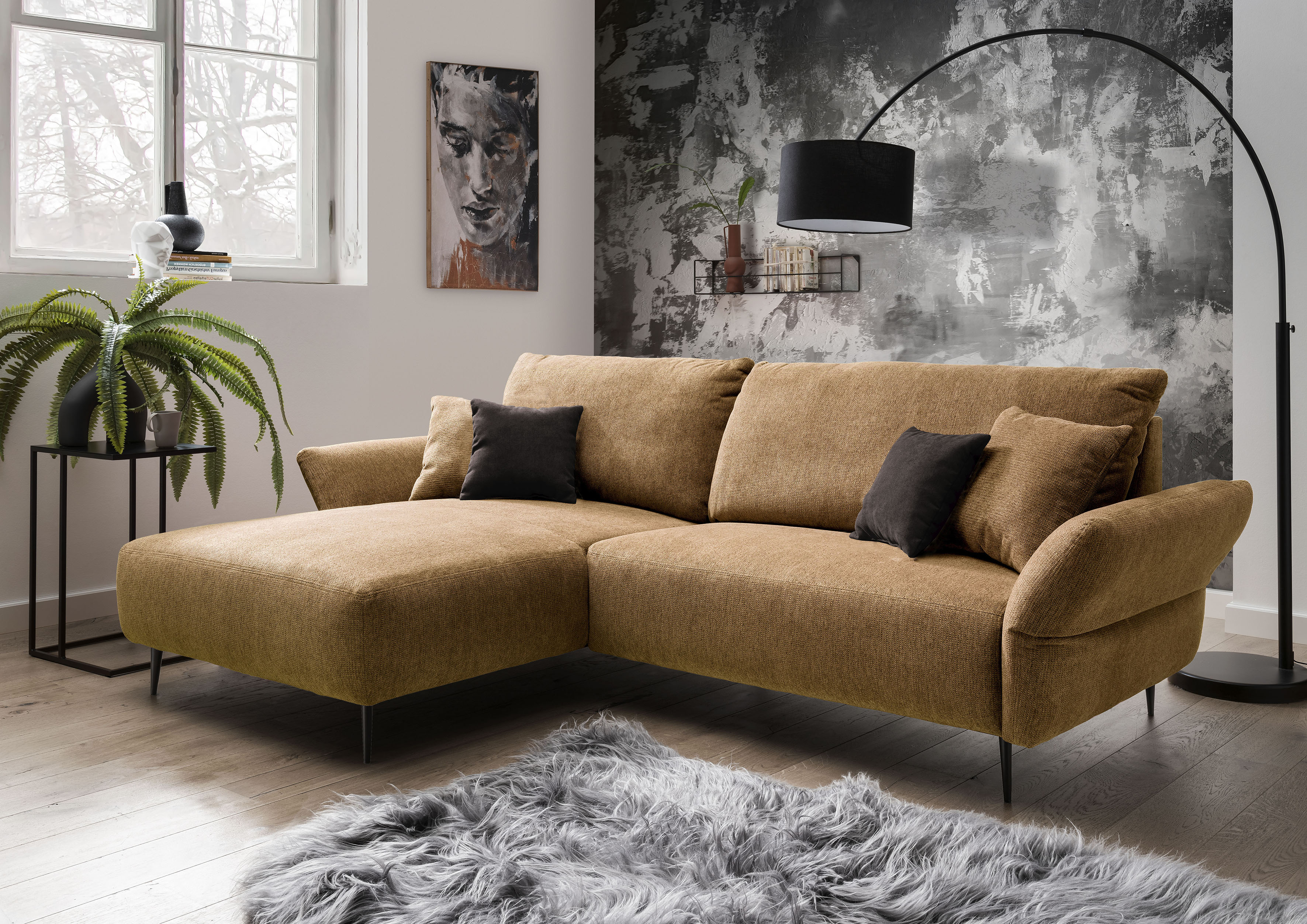Home affaire Ecksofa "Amarena modern & bequem, verstellbare Armlehnen, L-Form" inklusive Armlehnenverstellfunktion, inkl. 4x Zierkissen