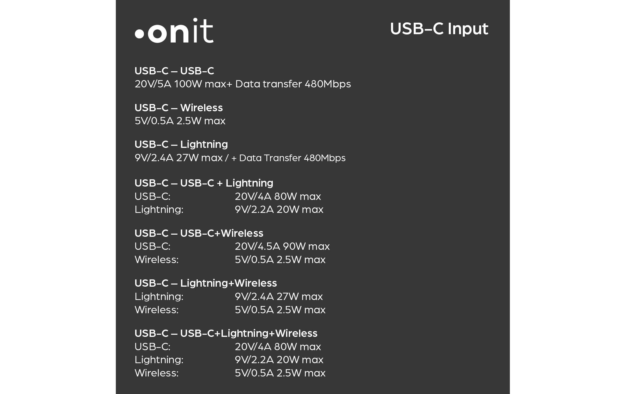 onit USB-Kabel »2.0-Kabel USB A/USB C - Lightning/USB-C/Ladepad« 120 cm