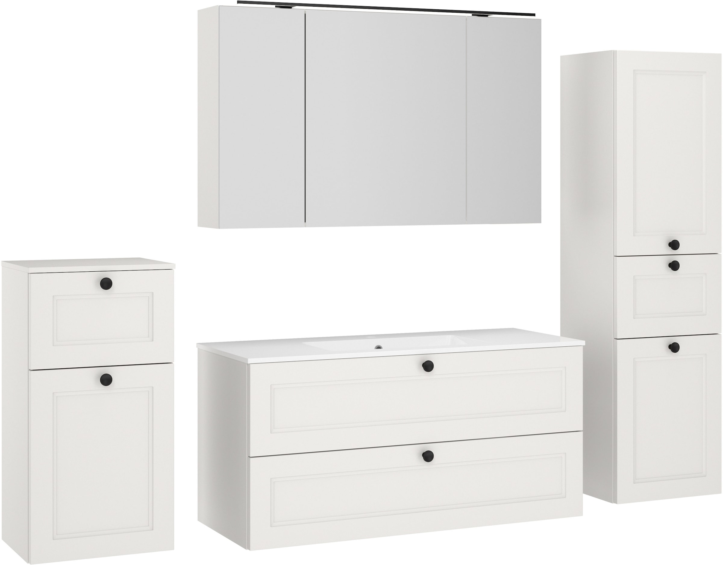 nobilia "Cascada" Set, mit Waschbecken, inkl. Spiegelschrank mit Beleuchtung, 4 Stk. tlg.