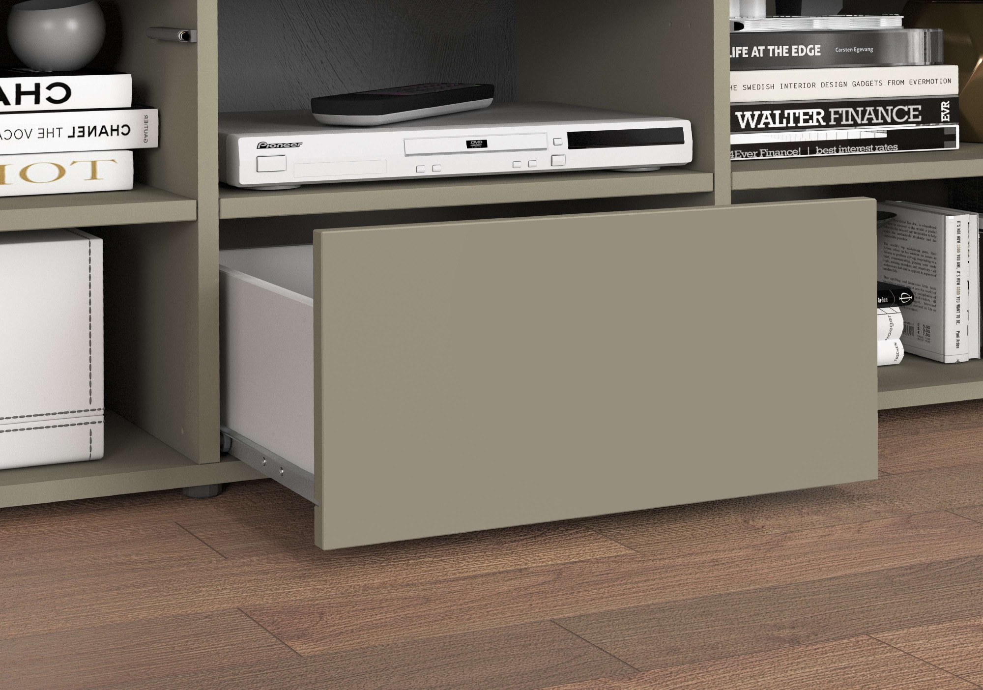 INOSIGN Lowboard »CHRONOS Breite 155 cm mit 2 Türen, 1 Schublade,1 offenes Fach«, (1 St.), TV-Board, Sideboard niedrig, Grifflos mit Push to Open 'Made in Italy'