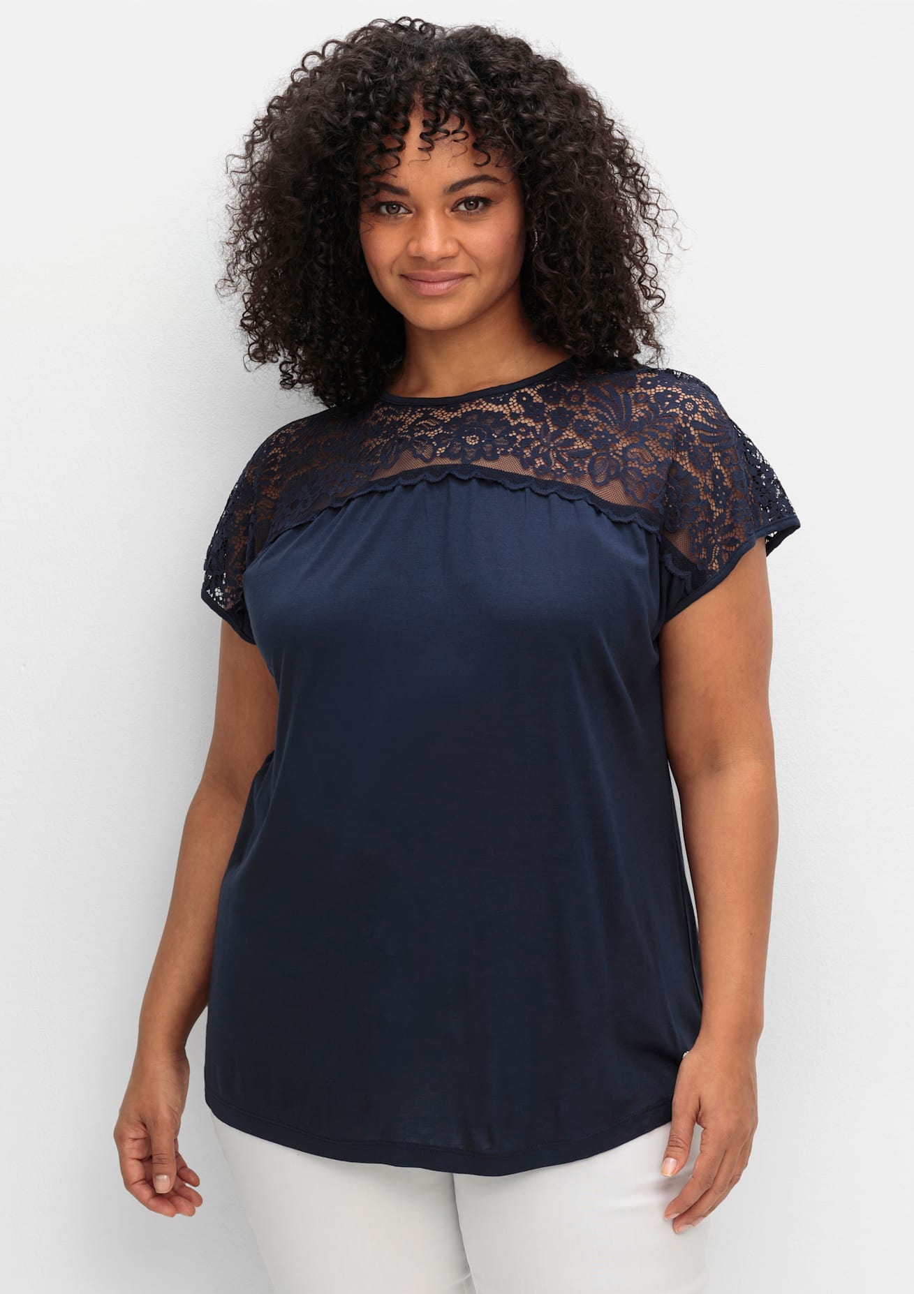 Sheego Spitzenshirt "Spitzenshirt", 1 Stk. günstig online kaufen