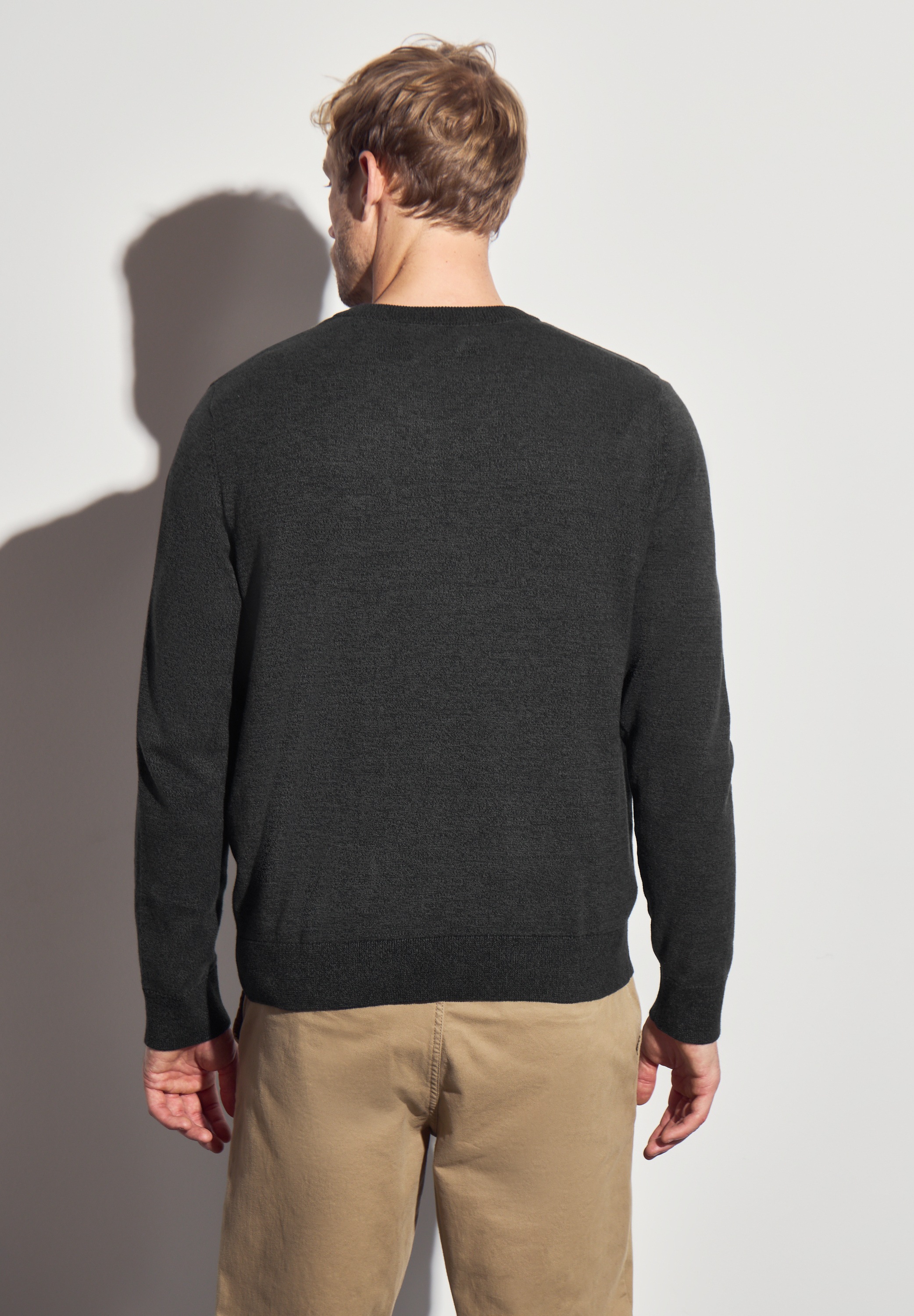 STREET ONE MEN Strickpullover, aus reiner Baumwolle