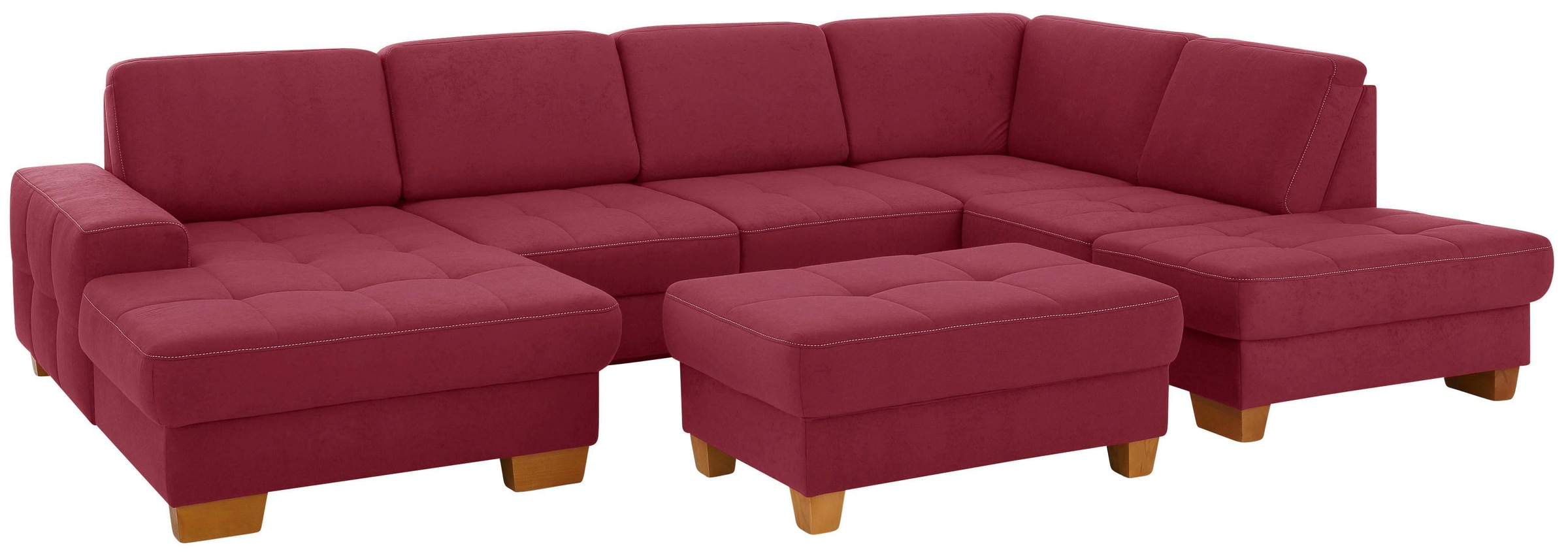 Home affaire Wohnlandschaft »Puccini U-Form« mit Federkern, Sitztiefenverstellung, Kontrastnaht