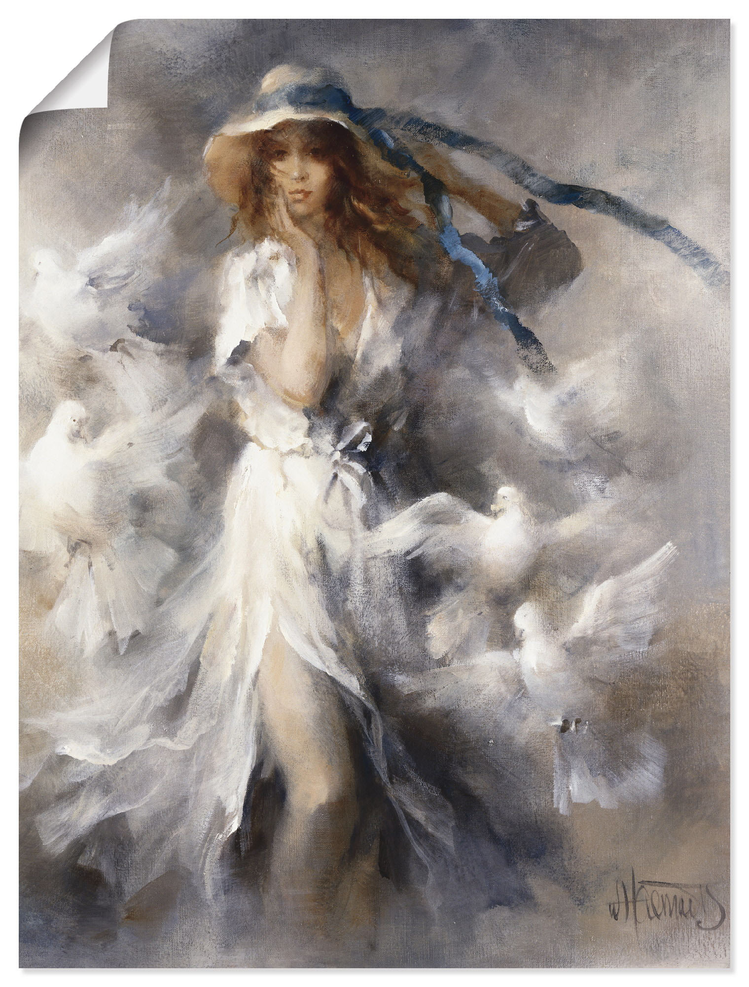 Artland Wandbild "Tauben" Frau 1 Stk. tlg. als Leinwandbild, Poster in verschied. Größen