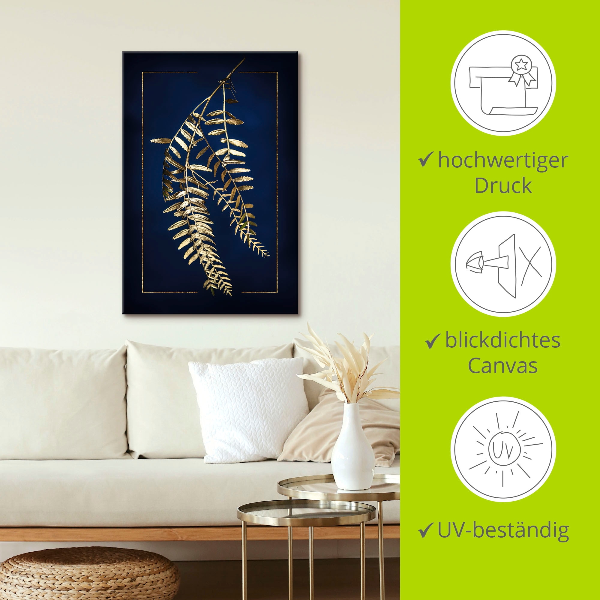 Artland Wandbild »Goldener Pfefferbaum«, Blätterbilder, (1 St.), als Leinwandbild, Poster in verschied. Größen
