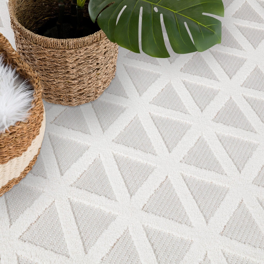 Carpet City Teppich »In-& Outdoorteppich Santorini 446, 3D-Effekt, Geo-Muster«, rechteckig, 5 mm Höhe, Wetterfest & UV-beständig für Terrasse, Balkon, Küche, Flur