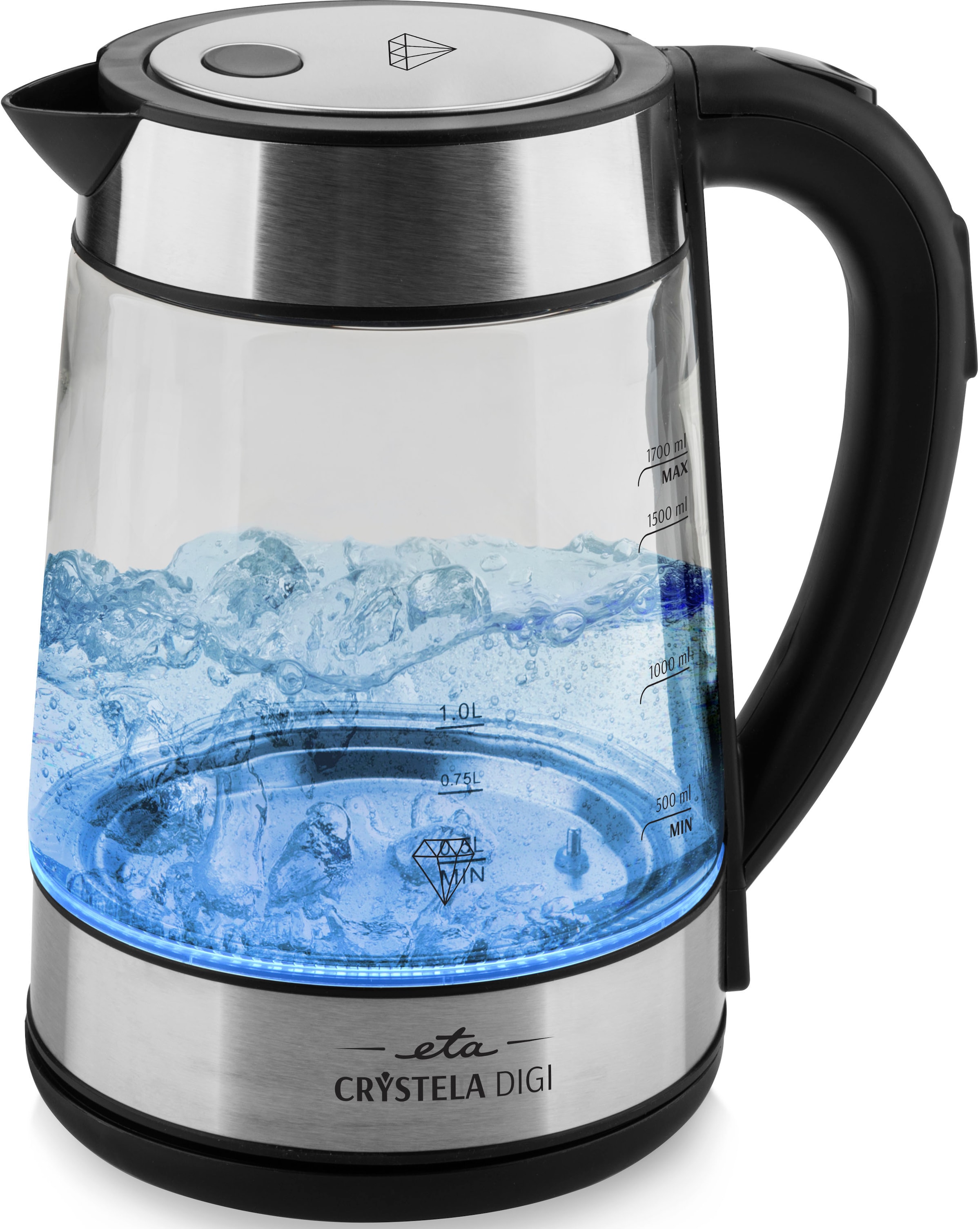 eta Wasserkocher "CRYSTELLA Digi ETA715390000", 1,7 l, 2200 W, Einstellbarer Temperatur 50, 70, 80, 90, 100 C