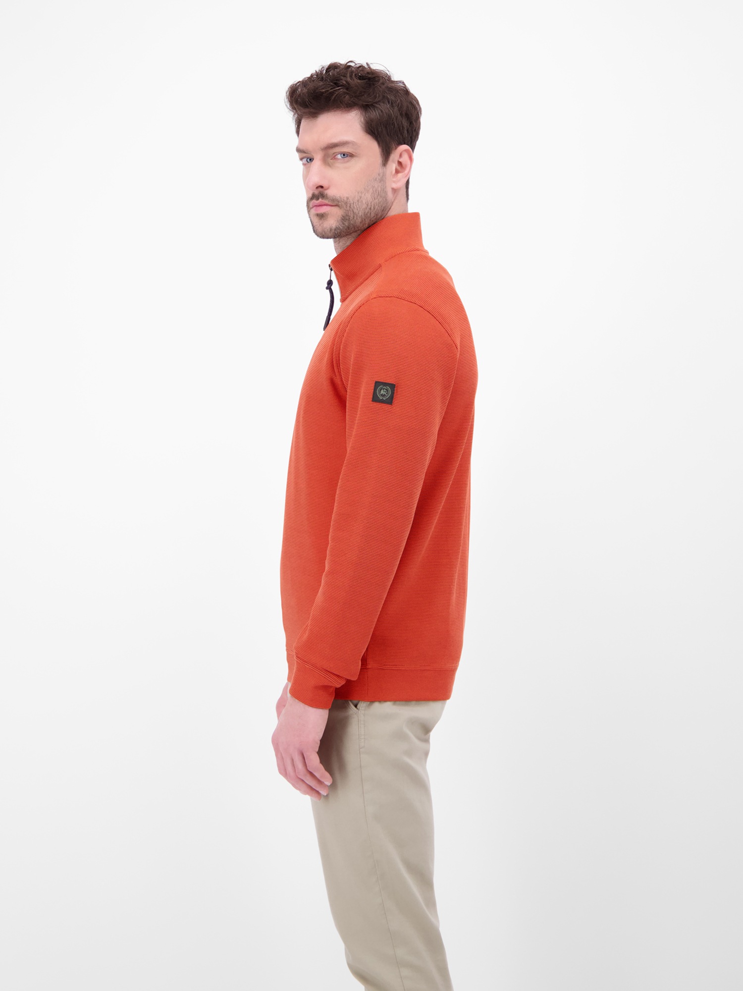 Sweater LERROS "SELA", Herren, Gr. L, vivid rot, Sweatware, Obermaterial: 90% Baumwolle, 10% Polyester, unifarben, normal hüftbedeckend, Rundhals, Bündchen, Sweatshirts Sweater, mit Troyer-Reißverschluss 2