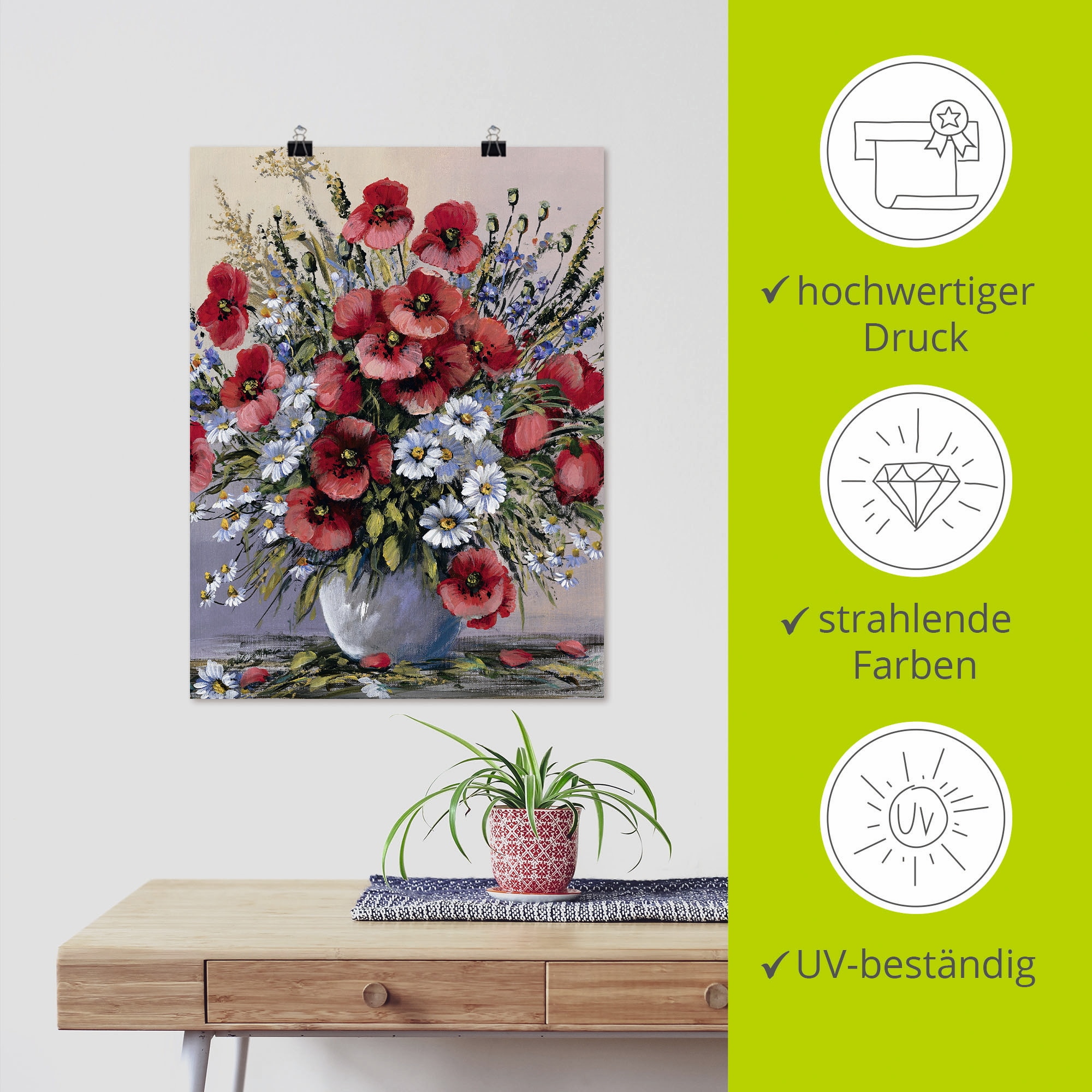 Artland Wandbild »Rote Mohnblumen«, Blumen, (1 St.), als Leinwandbild, Poster, Wandaufkleber in verschied. Größen