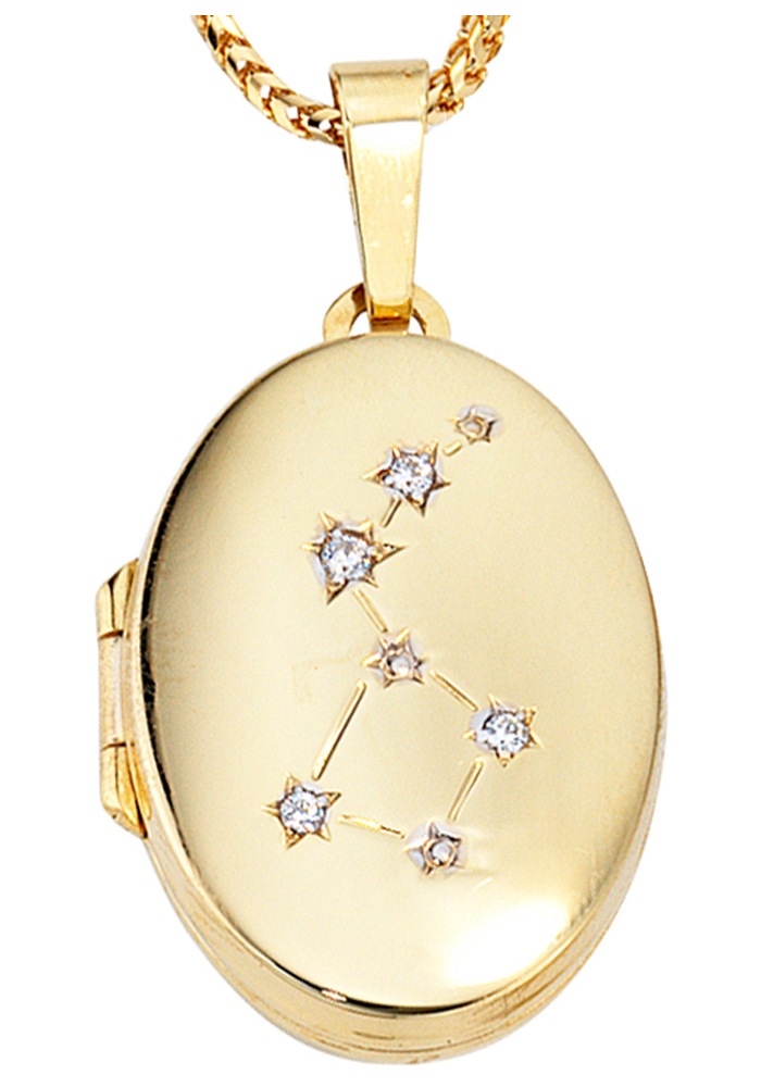 JOBO Medallionanhänger »Anhänger Medaillon oval«, 333 Gold mit Zirkonia