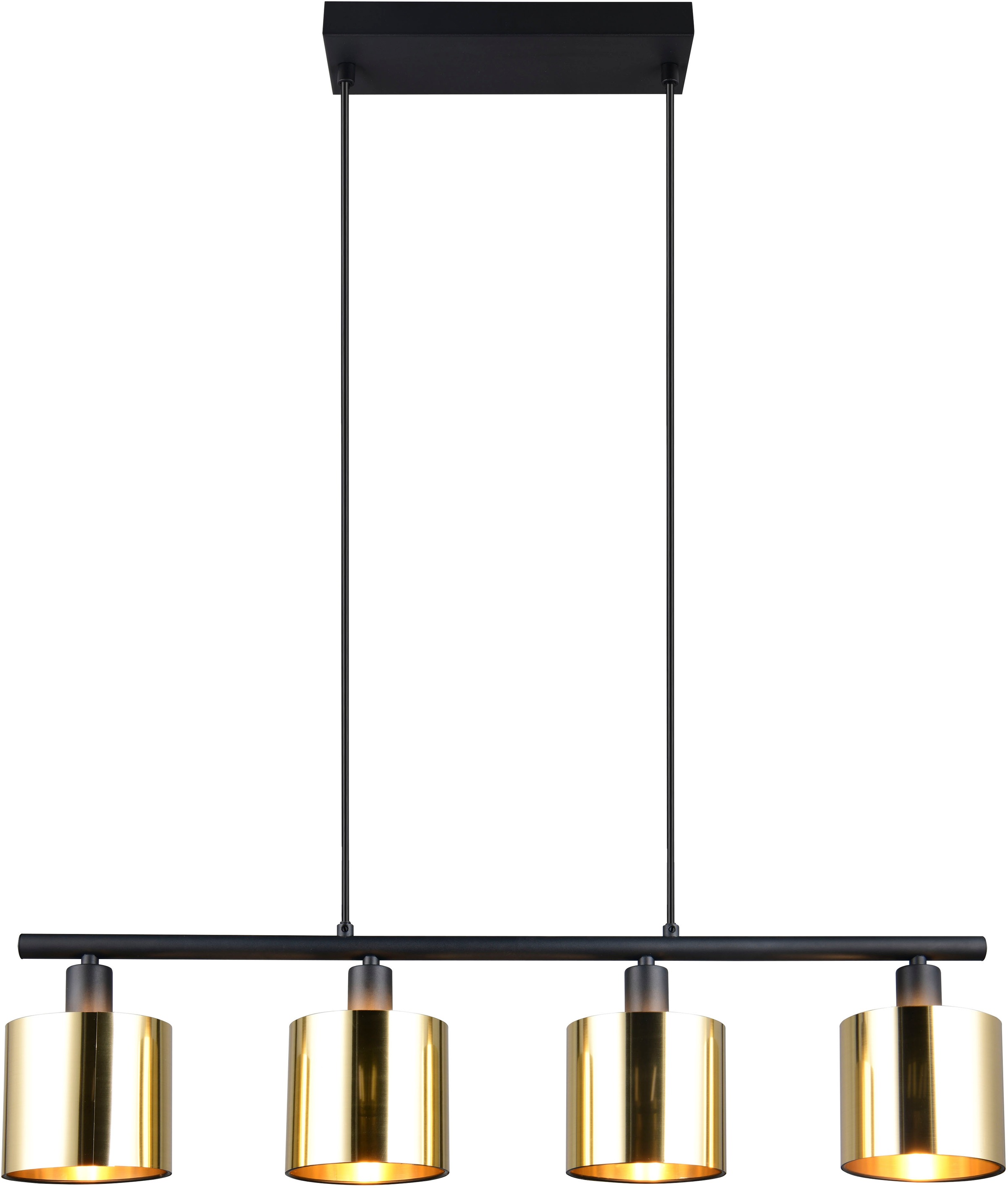 REALITY Leuchten Pendelleuchte »Jason, ohne Leuchtmittel Hängelampe Esstisch 4-flammig, 4xE14 max 10W«, 4 flammig, Leuchtmittel E14 | Leuchtmittel wechselbar, höhenverstellbar max 150cm, mit semi-transparenten Kunststoff-Schirmen