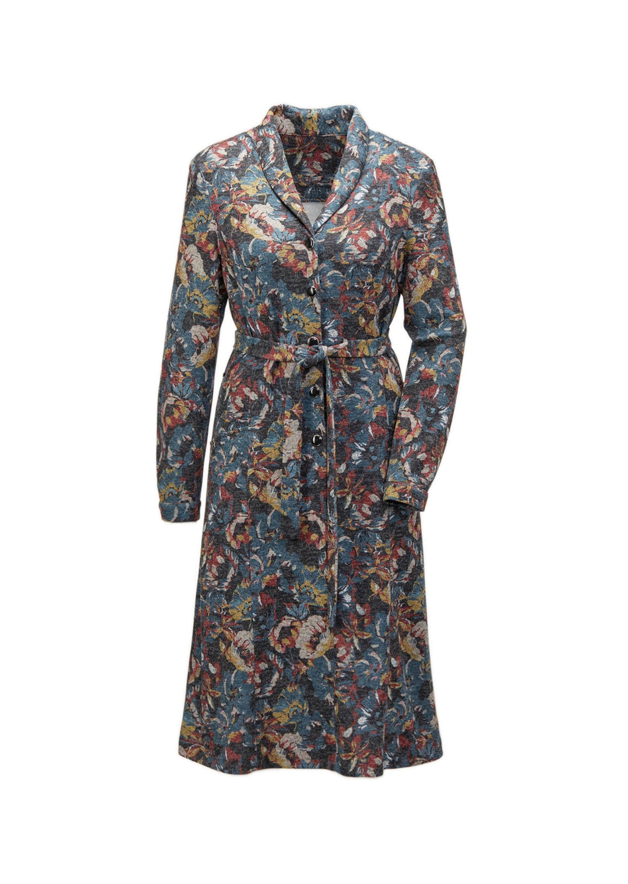 GOLDNER Midikleid "Kurzgröße Hemdblusenkleid mit Bindegürtel" Floraler Blic günstig online kaufen