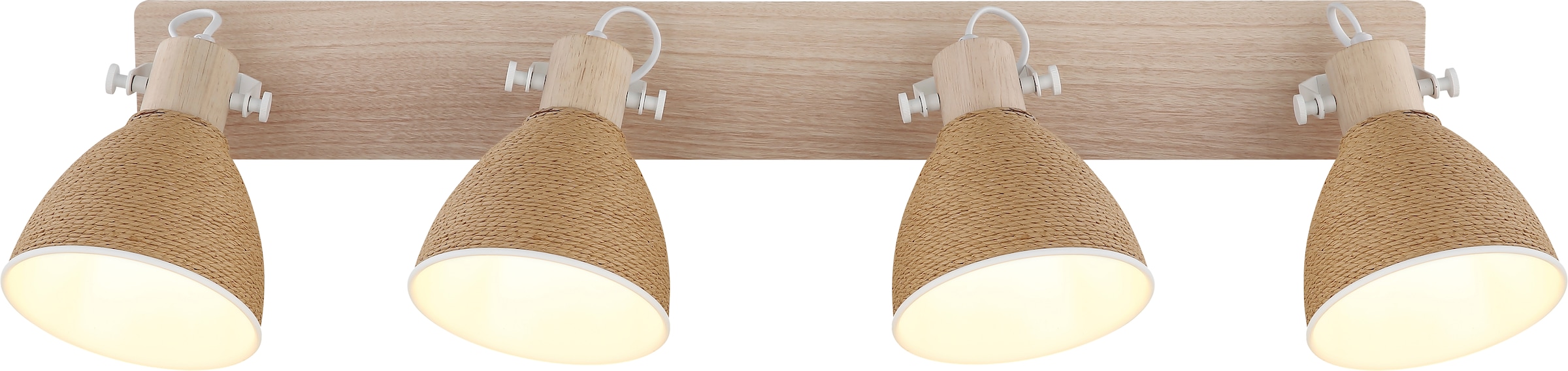 "GLOBO LIGHTING Deckenstrahler ""LYNDON"", braun (weiß matt), 4, Ø 15cm H: 19cm, 1 Stk., Leuchten, Strahler Holzoptik, schwenkbar, vielseitig &