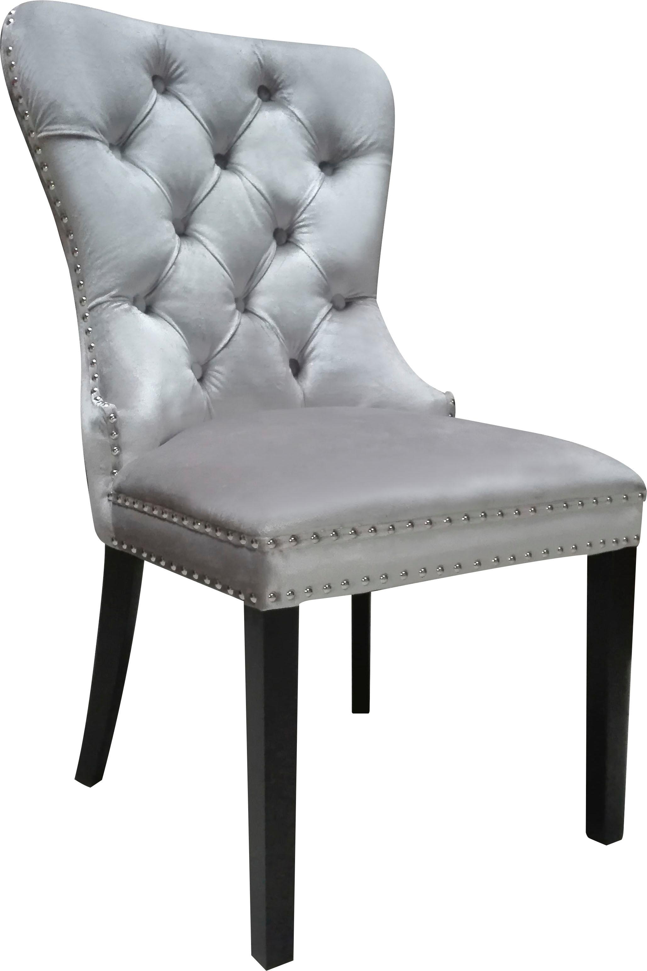 Leonique Stuhl "Cassy" (Set) 2 Stk.Polsterstuhl, silbergrauer Velour, Ziern günstig online kaufen