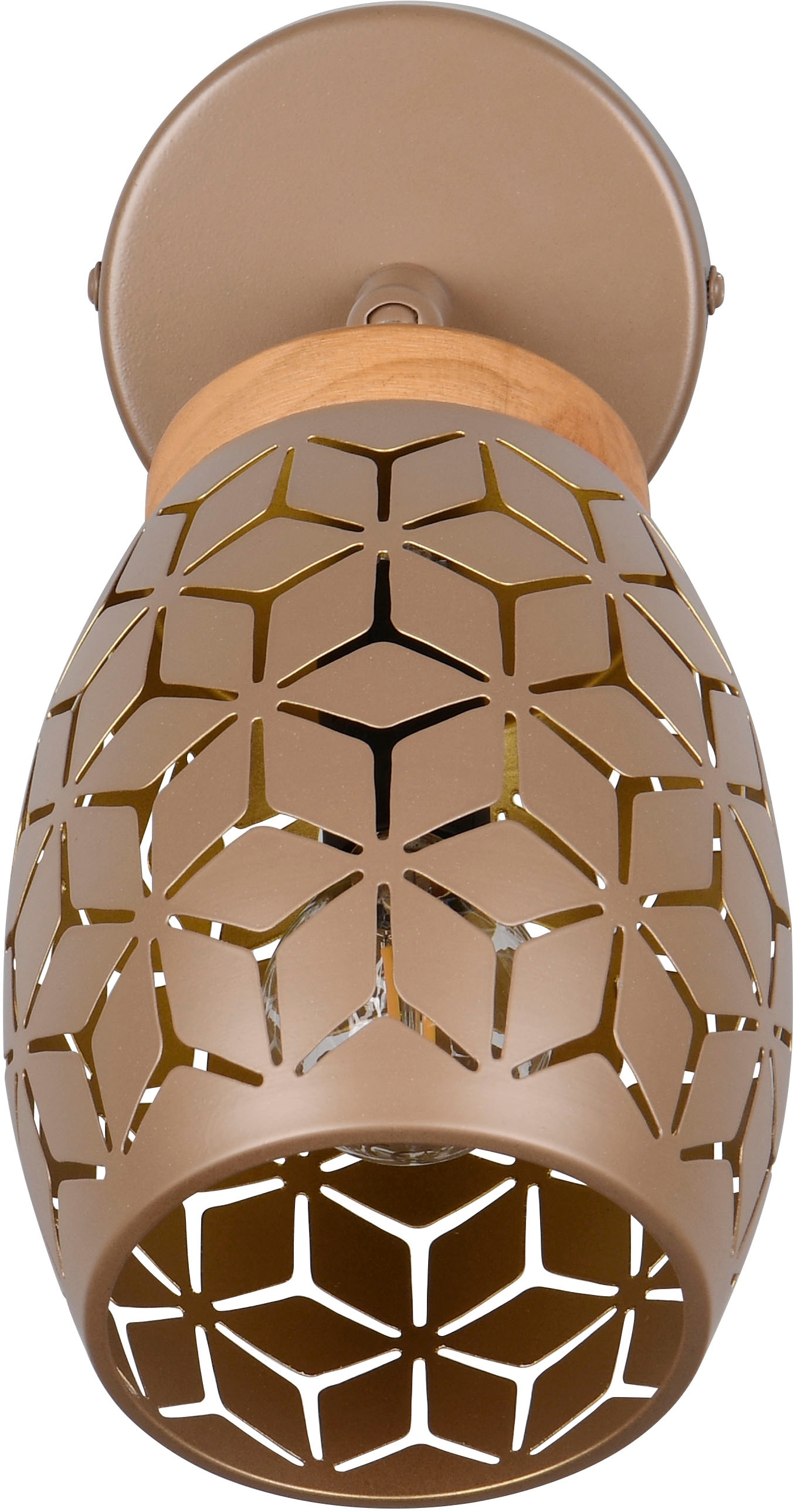 REALITY Leuchten Wandstrahler »BIDAR, Wandlampe mit verstellbarem Spot, exkl 1x E14 max 10W«, 1 flammig, Leuchtmittel E14 | Leuchtmittel wechselbar, Kippschalter ON/OFF, Metall-Lampenschirm Lasercut Optik Ø 12cm