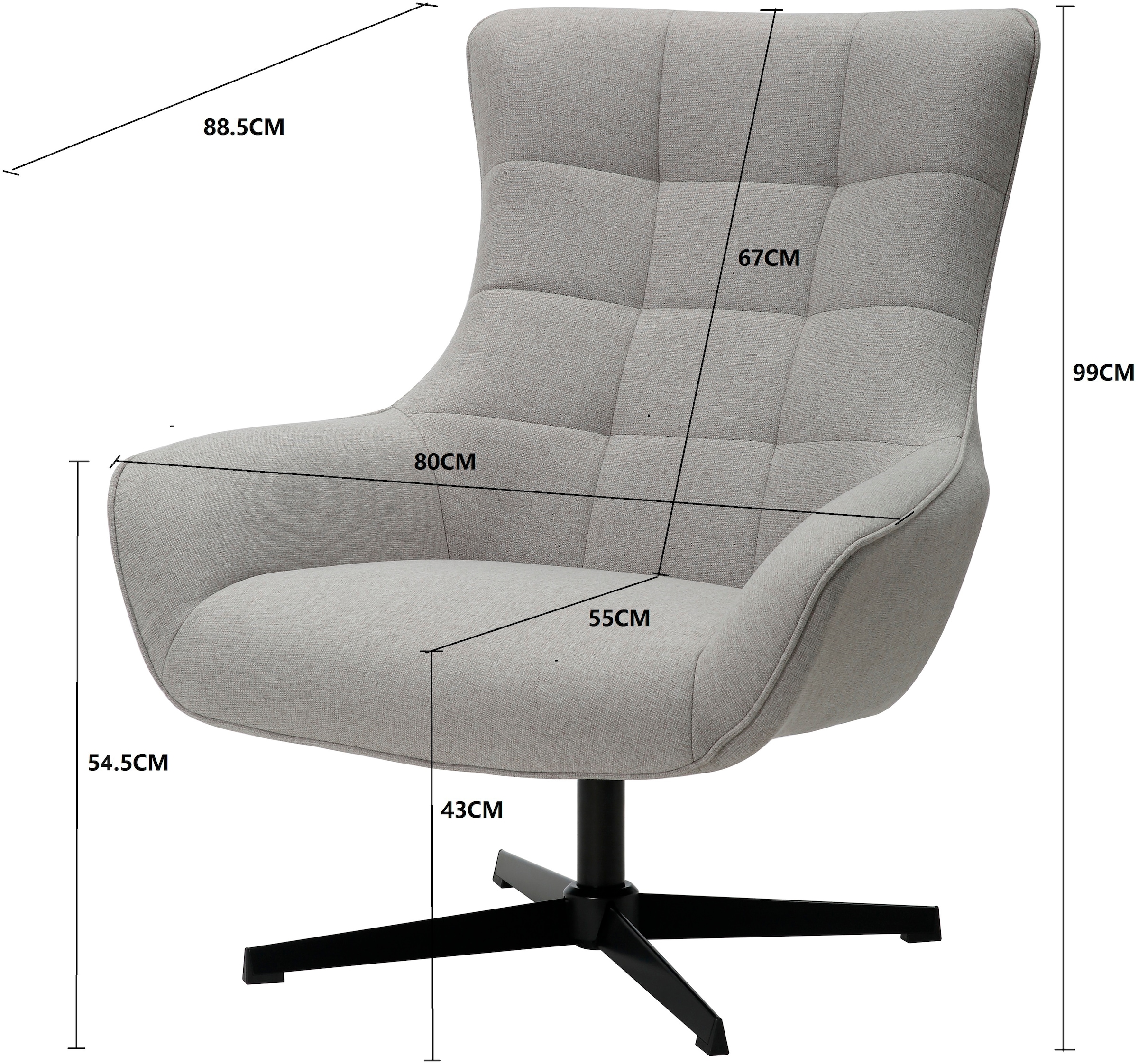 INOSIGN Ohrensessel »LEMOORE, Relaxsessel, TV-Sessel,«, 360° Grad drehbar