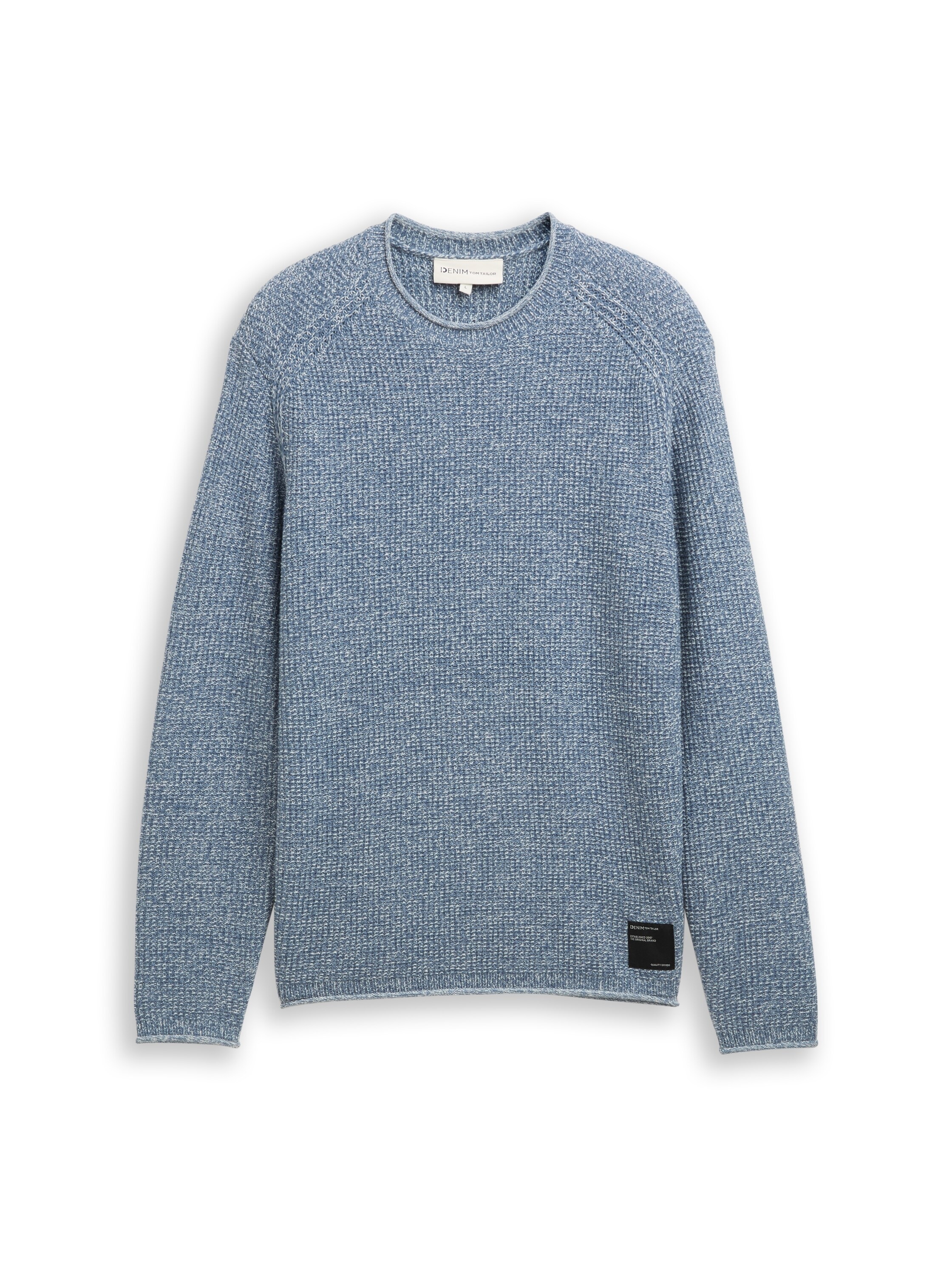 TOM TAILOR Denim Strickpullover mit Logo Stickerei