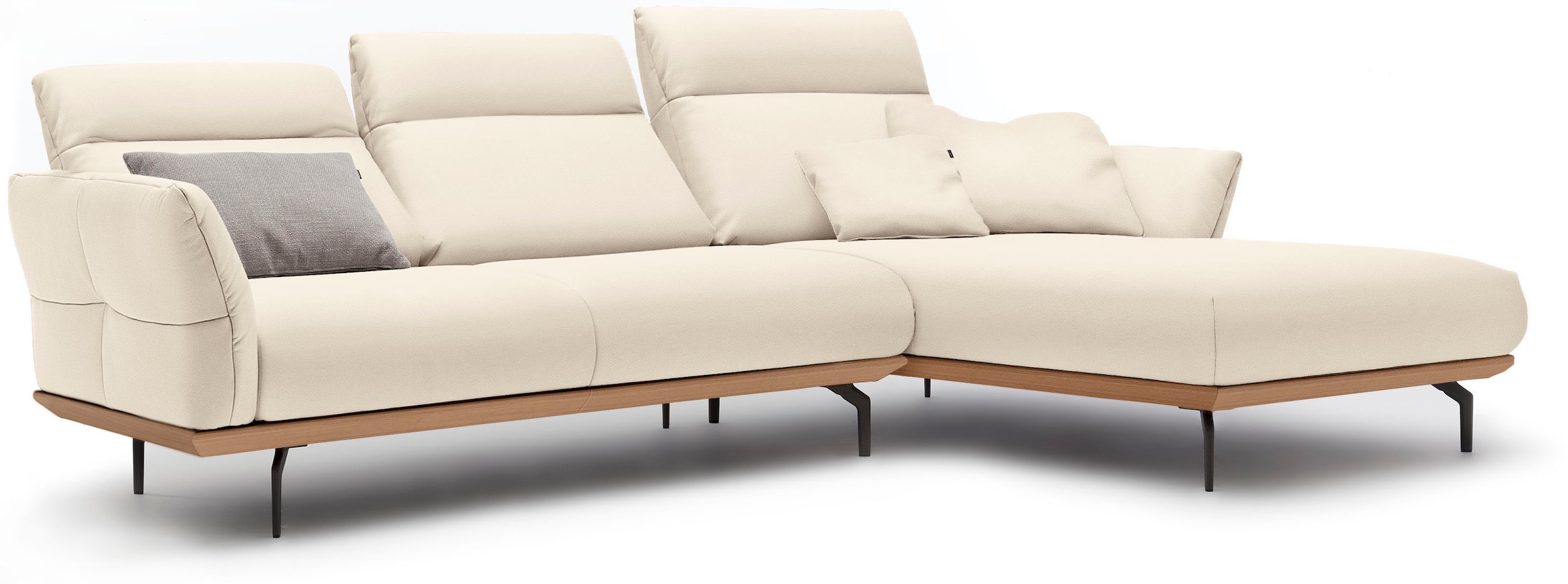 Creation BY ROLF BENZ Ecksofa »CR.460«, Sockel in Eiche, Alugussfüße in umbragrau, Breite 298 cm
