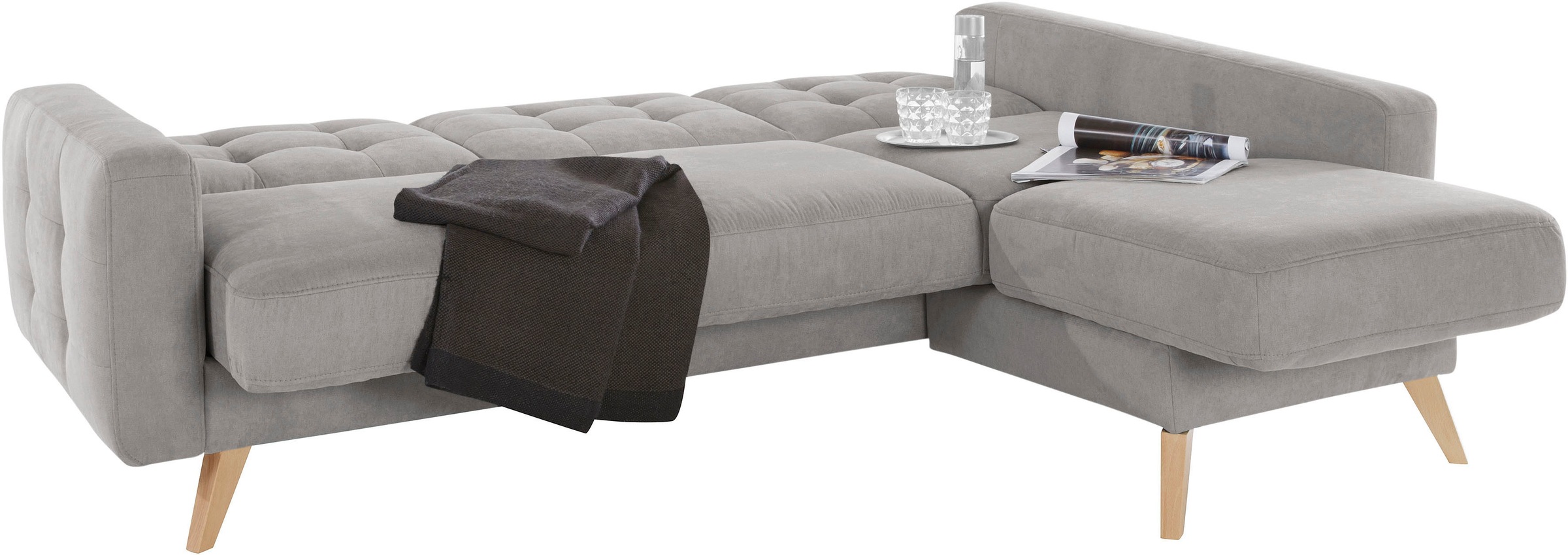 exxpo - sofa fashion Ecksofa »Nappa, kompakt und komfortabel, bequem, zeitloses Design, L-Form«, tolle Detailverarbeitung, inkl. Bettfunktion und Bettkasten