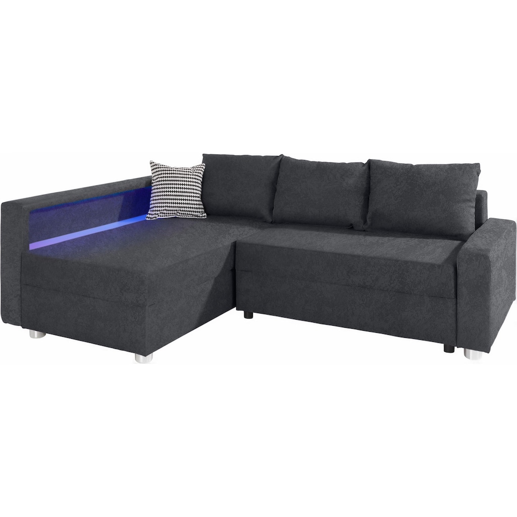 COLLECTION AB Ecksofa Relax, inklusive Bettfunktion, wahlweise mit RGB-LED-Beleuchtung