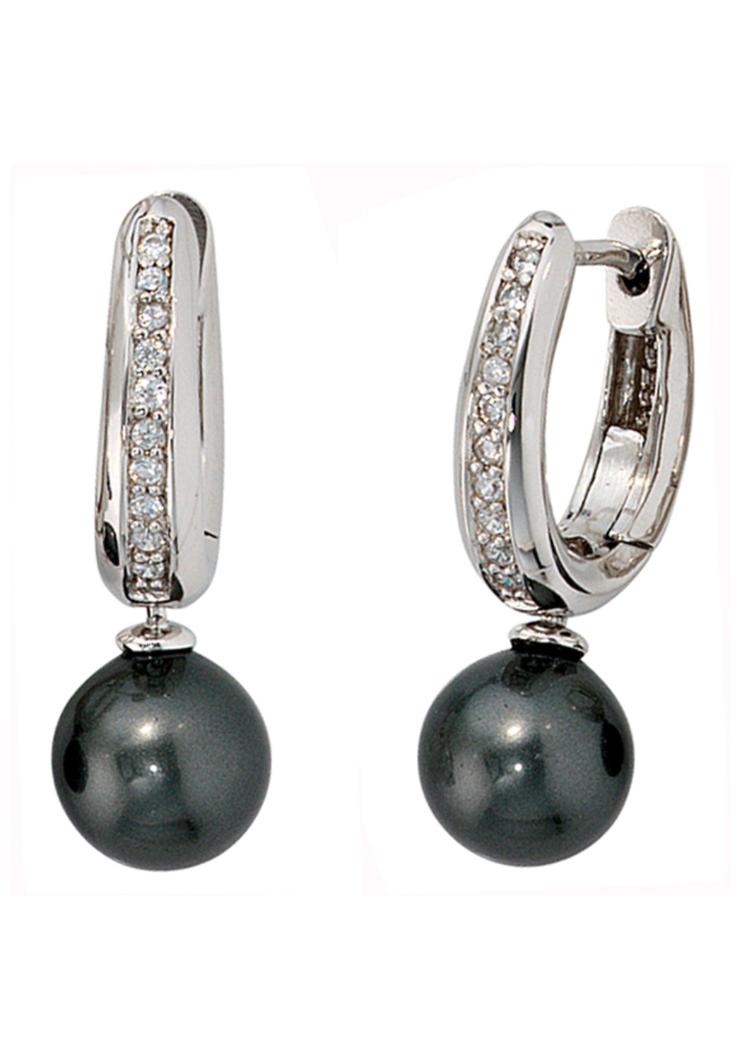 JOBO Perlenohrringe, 925 Silber mit synthetischen Perlen und Zirkonia