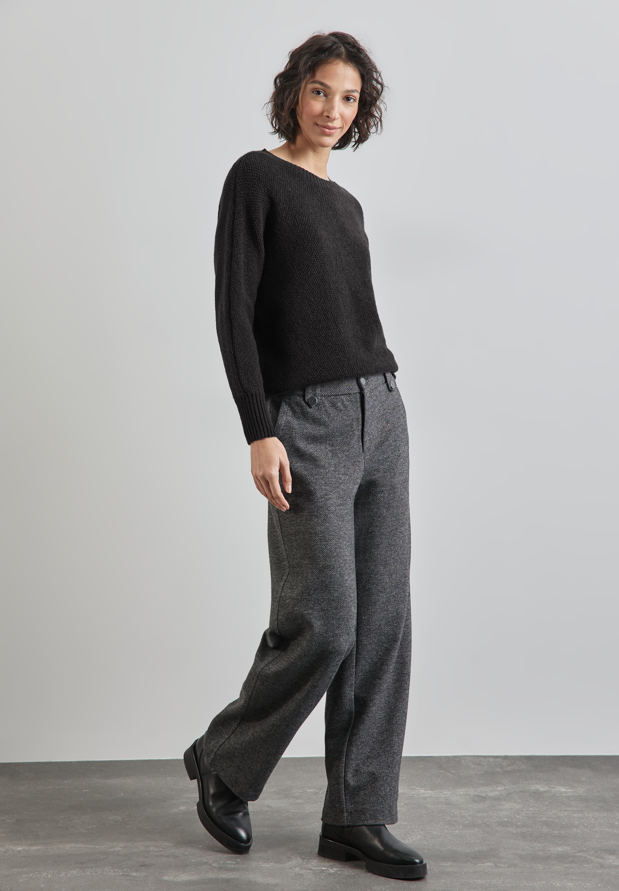 STREET ONE Strickpullover, mit Materialmix