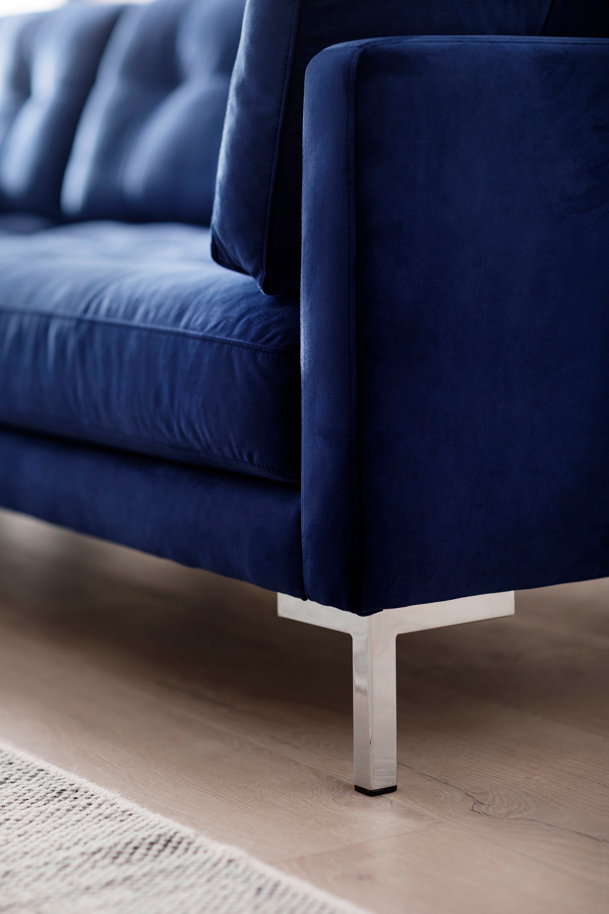 Trends by HG Ecksofa »Landau L-Form«, in Cord-Stoff mit Metallfuß