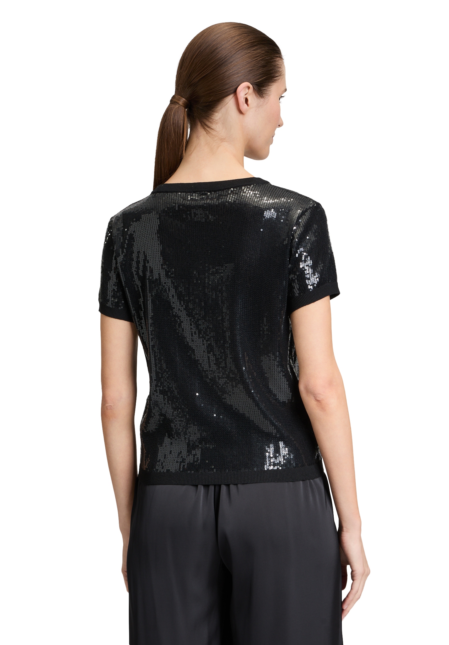 Vera Mont Kurzarmshirt »Vera Mont Basic-Strickpullover mit Rundhalsausschnitt«, (1 tlg.), Pailletten