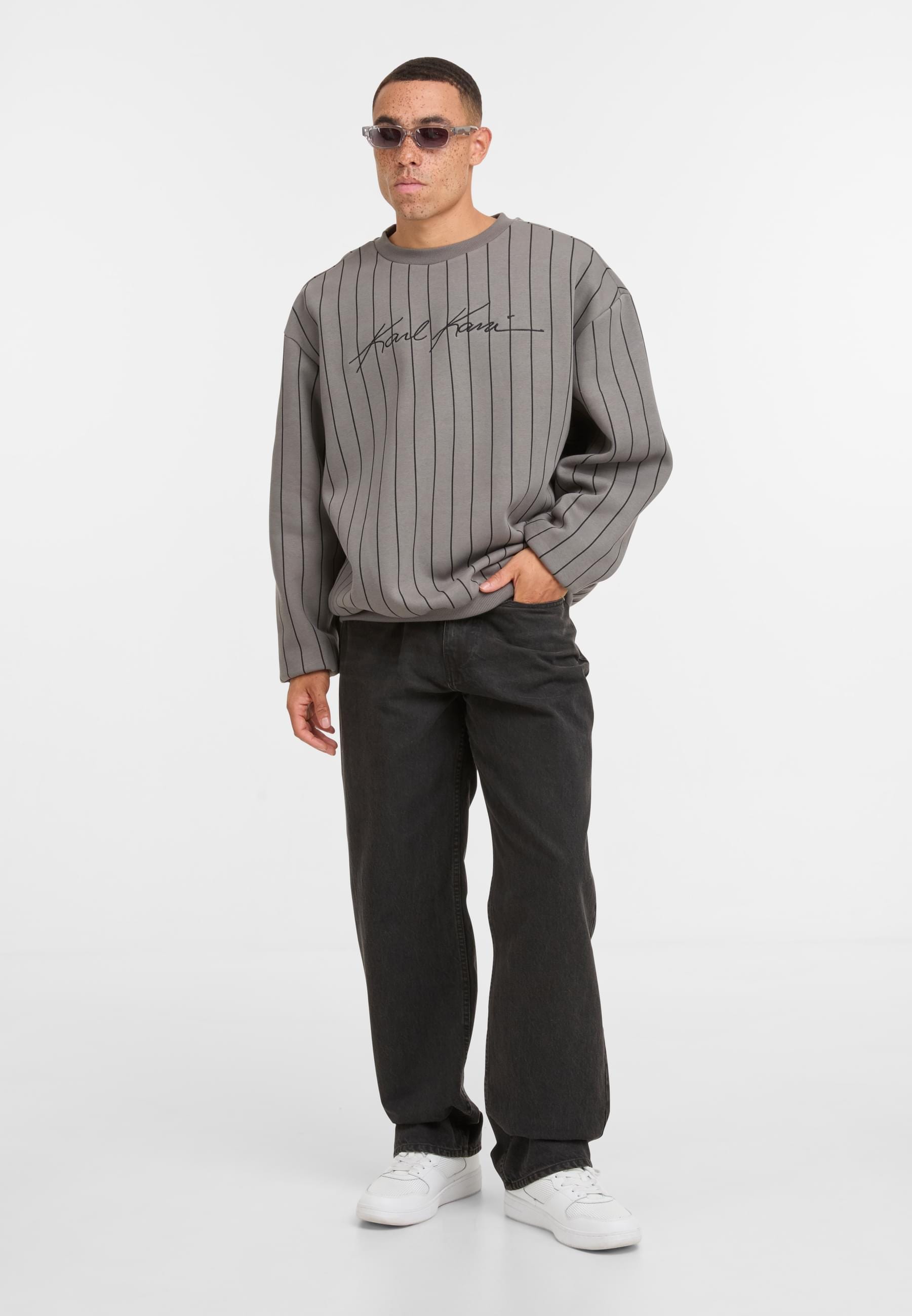 Karl Kani Rundhalspullover »Karl Kani Autograph Pinstripe Sweat Os Crewneck«, (1 tlg.)