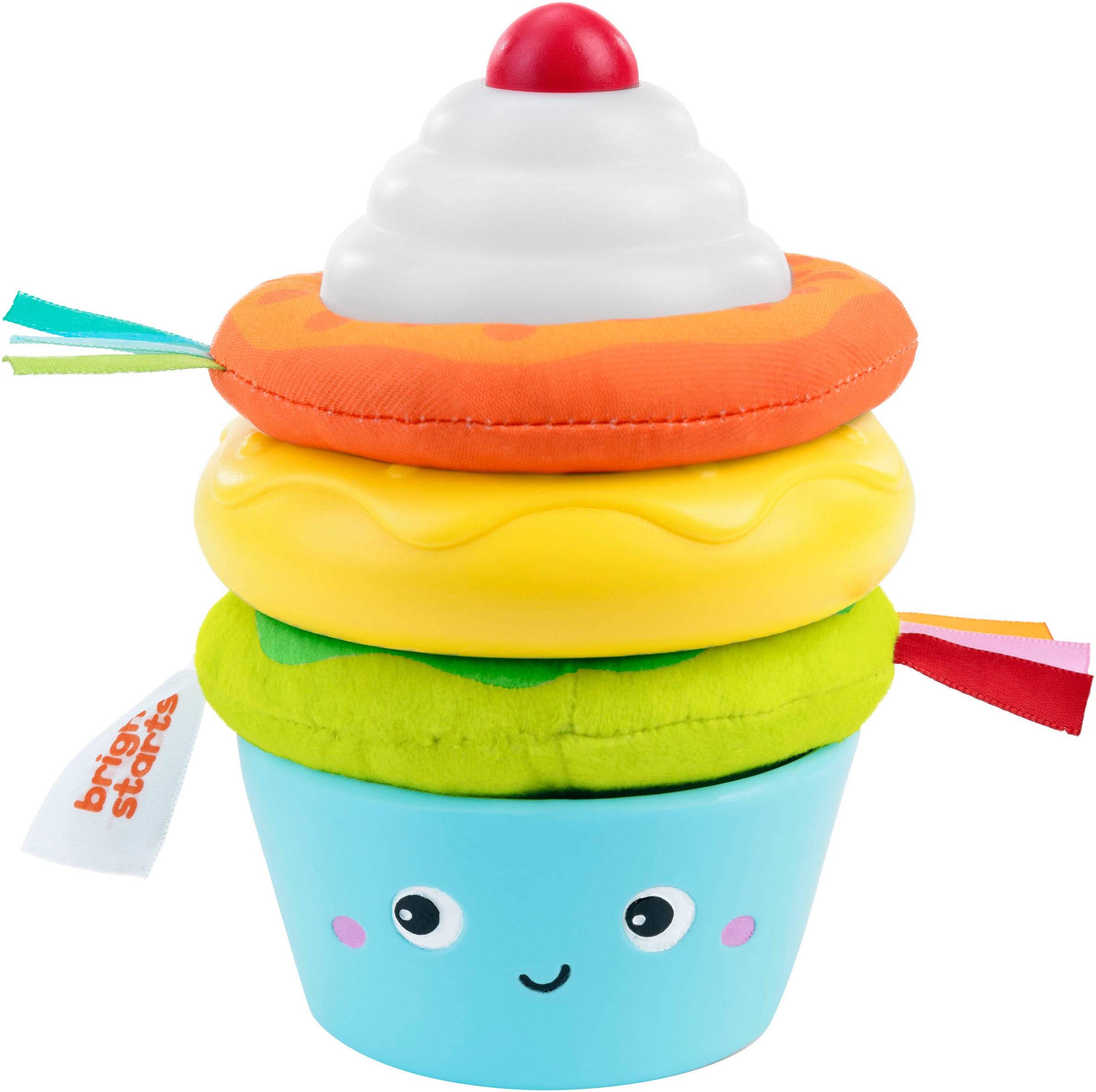 "Stapelspielzeug BRIGHT STARTS ""Cupcake Tower Stacking Toy with Teether"", bunt, Stapelspielzeug, BabyB:13cm H:13,5cm T:10cm, Kunststoff, B:13cm