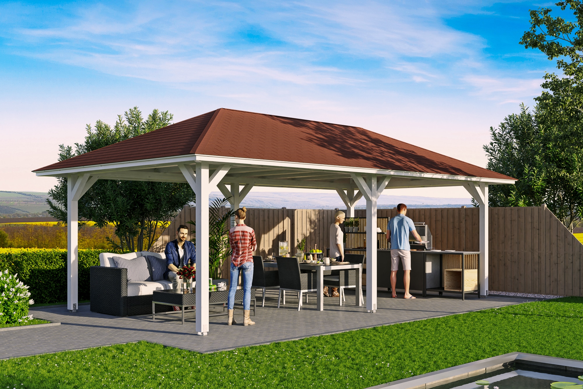 Skanholz Holzpavillon »Orleans 2«, Leimholz, 359 x 706 cm