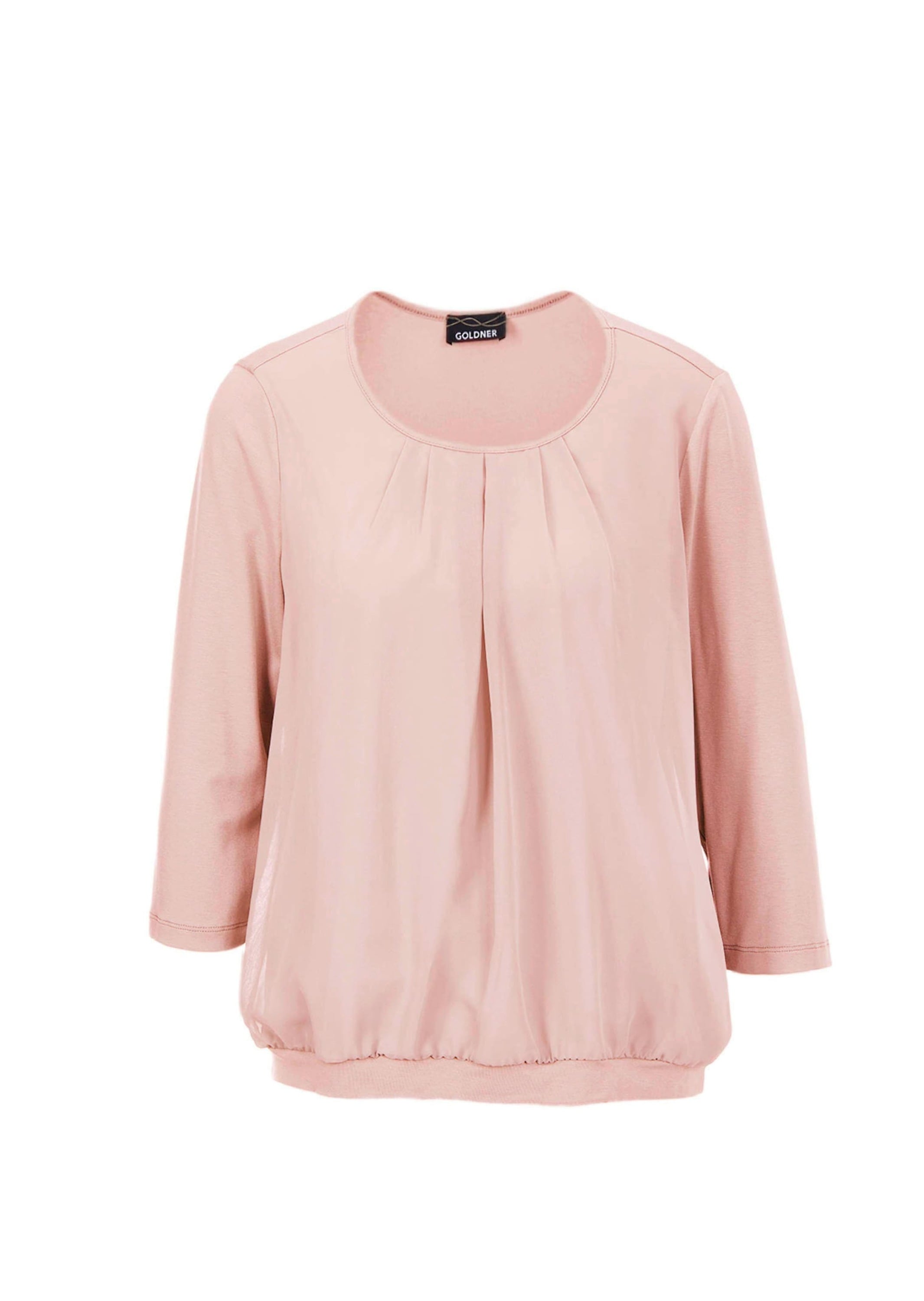 GOLDNER Kurzarmbluse "Kurzgröße Chiffon-Shirt mit 3/4-Arm, Rundhals" keine/ günstig online kaufen