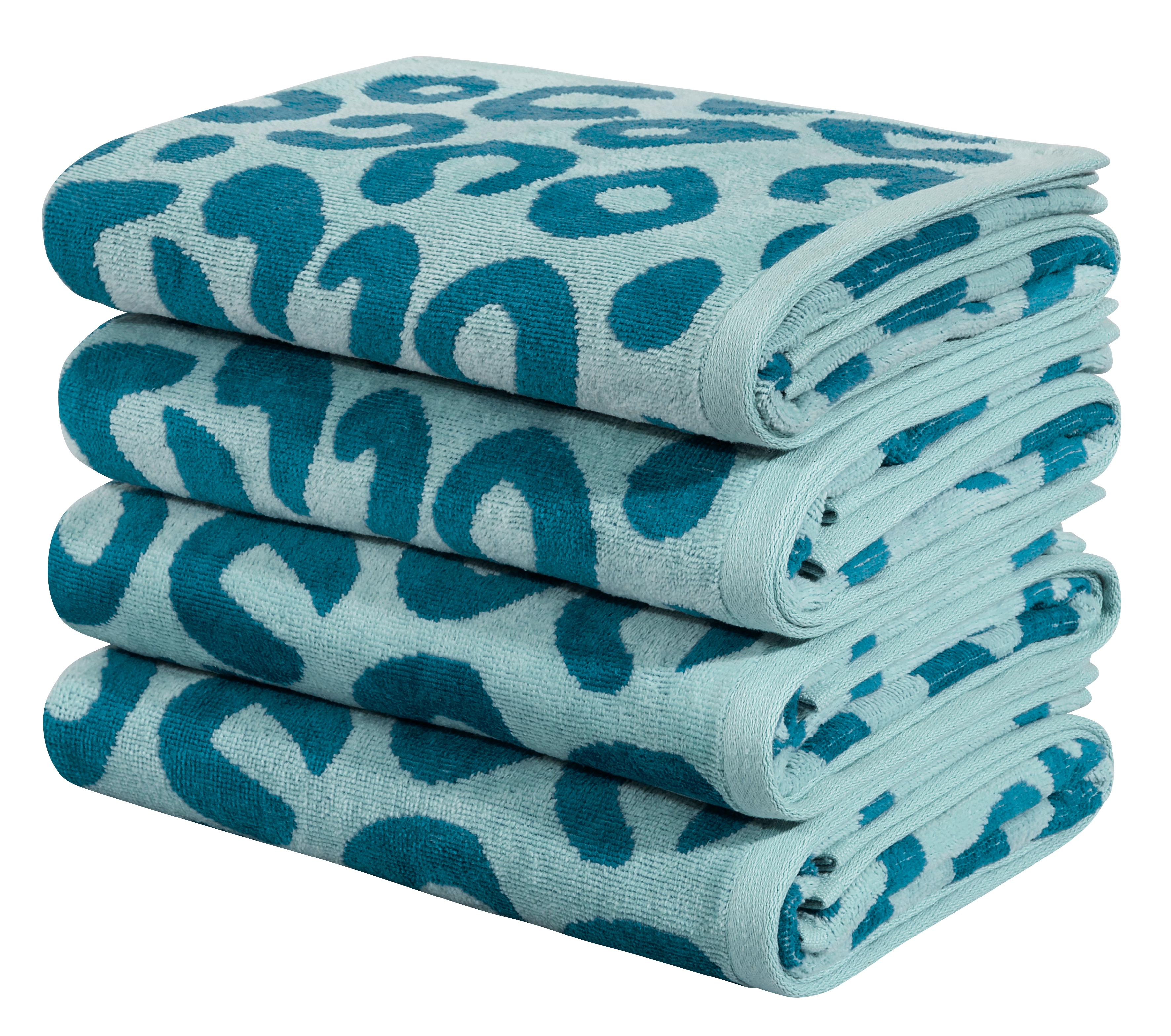 OTTO home Handtuch Set "Anna Leopardenmuster, 4-tlg Handtuch-Set, 50x100cm, 100% Baumwolle" Handtücher, weich, saugstark, modern, Leo, Animal Print