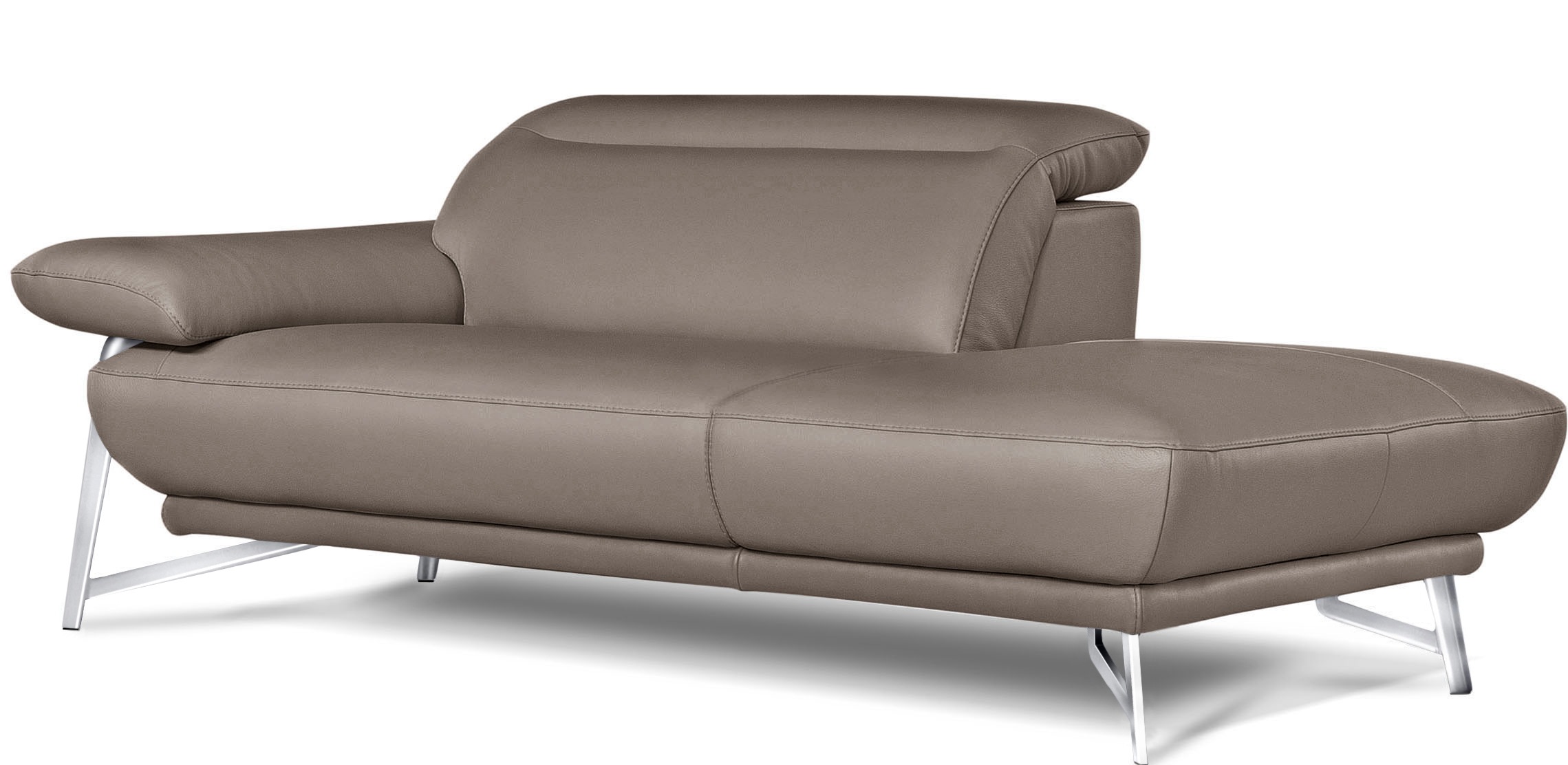 Egoitaliano Ottomane »Anais, erstklassiges Designsofa, Breite 179 cm, Fußfarbe chrom«, Kopfteil verstellbar, Leder BACIO, safari