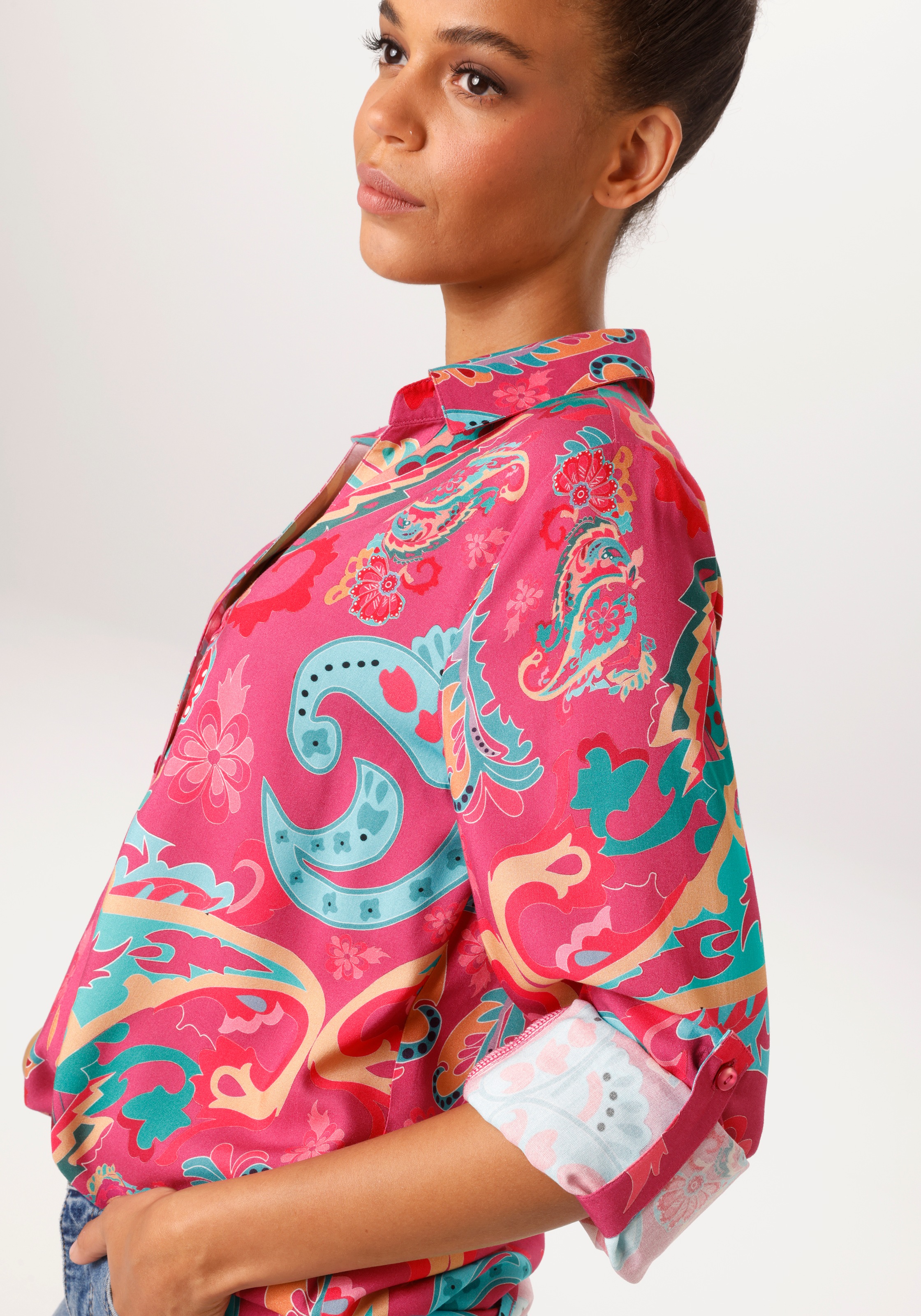 Thumbnail - Aniston CASUAL Hemdbluse mit farbenfrohem, grafischen Druck - NEUE KOLLEKTION