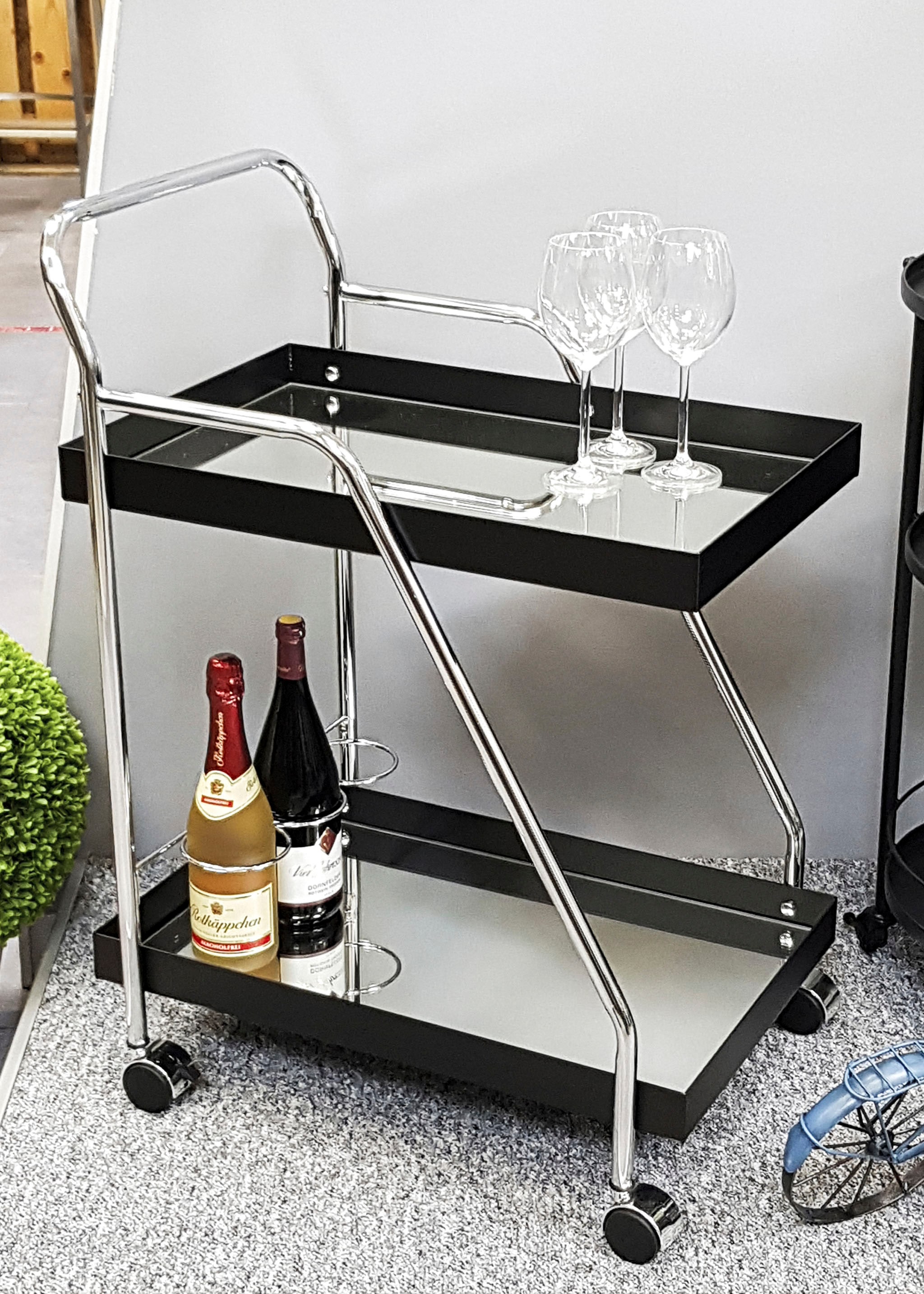 HAKU Servierwagen »Dinett, Kaffeetisch, Küchenwagen, Serviertisch, Teewagen, Trolley« 1 Stk. tlg. rechteckig - aus Metall Silber B/T/H 62/46/84 cm