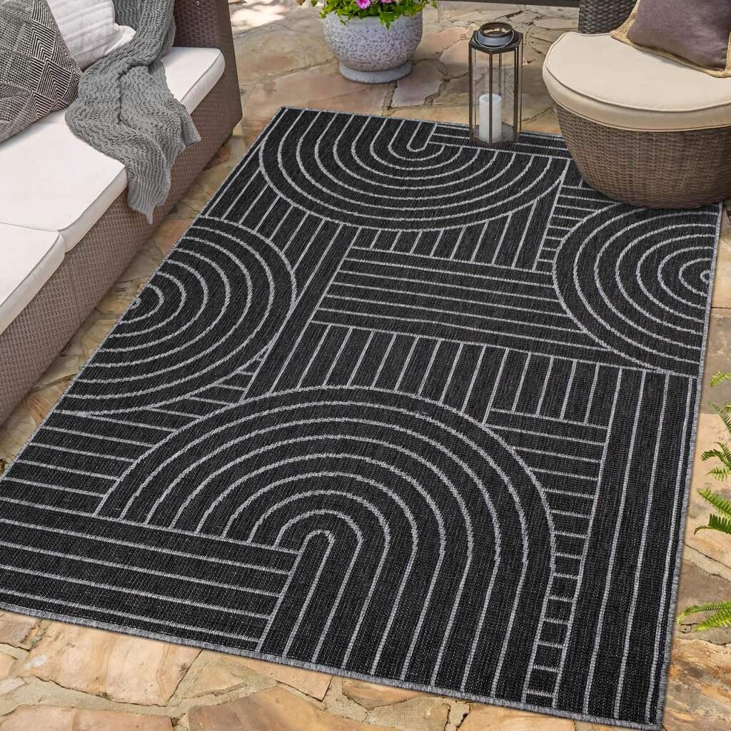 Carpet City Outdoorteppich »DUO RUG 5842«, rechteckig, 5 mm Höhe, Wendeteppich Wetterfest In- & Outdoor, Balkon, Terrasse, Wohnzimmer