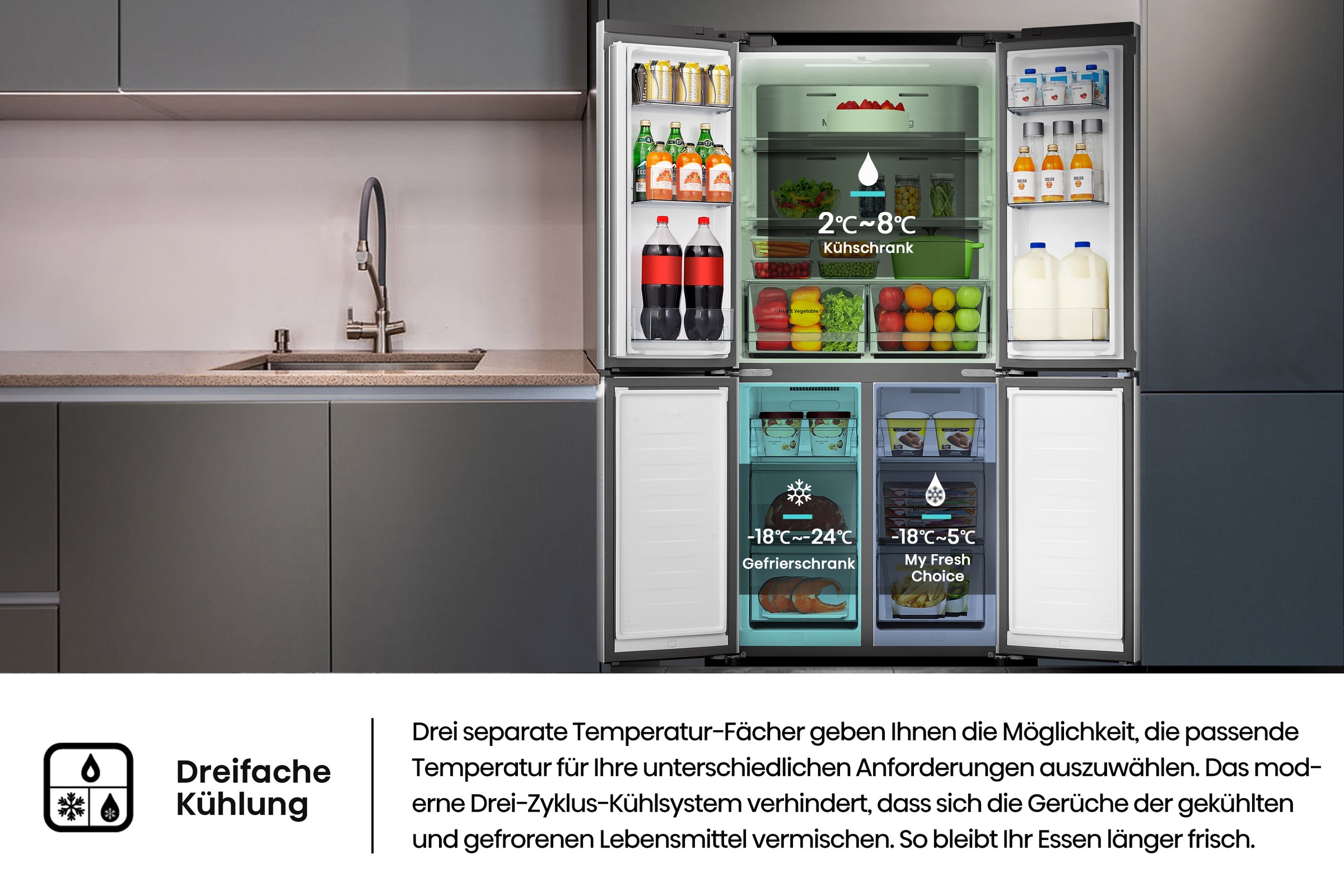 Hisense Multi Door »RQ5P470SAID«, MetalCooling Innenwand