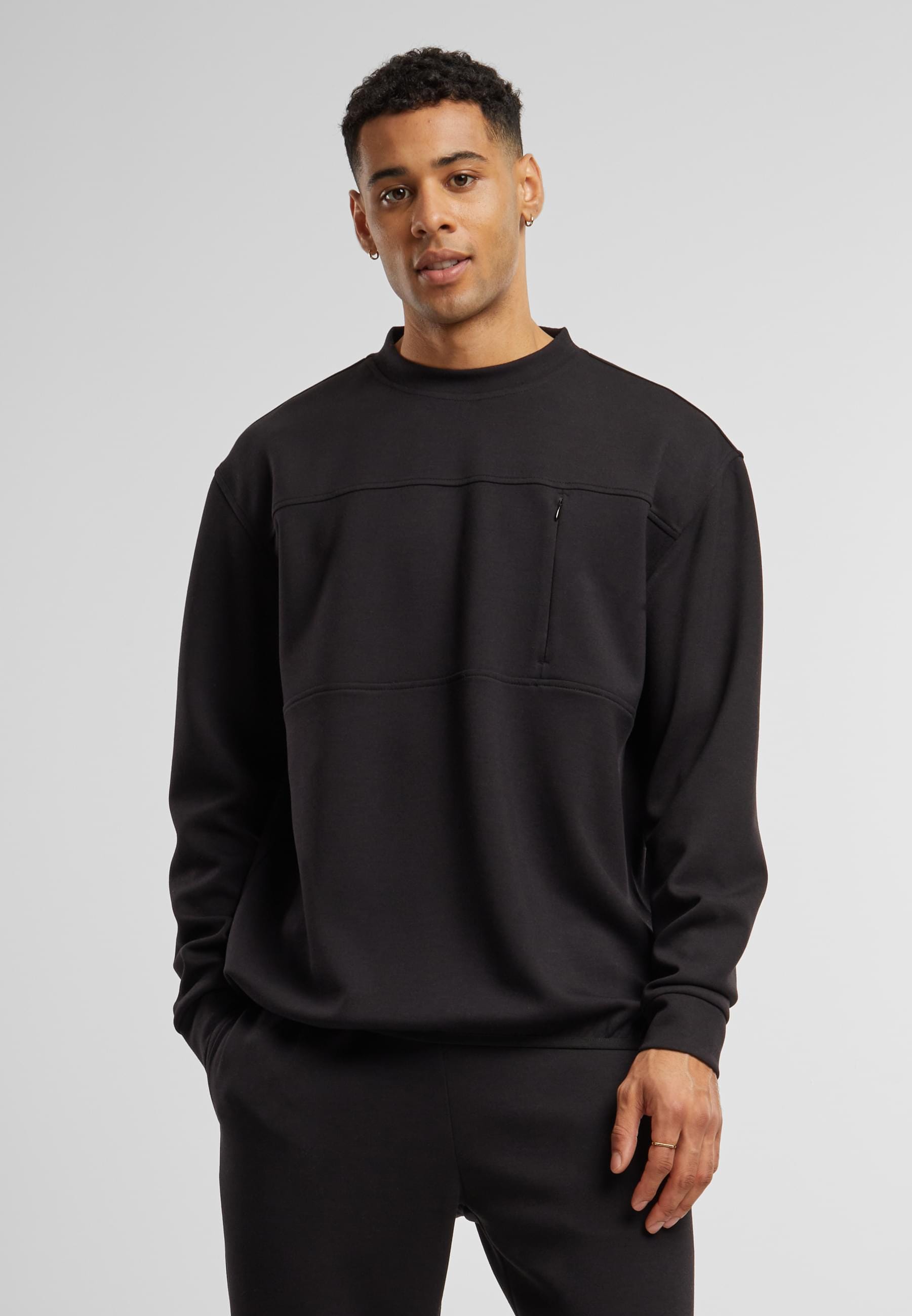 URBAN CLASSICS Rundhalspullover »Urban Classics Scuba Zip Pocket Crew«, (1 tlg.)
