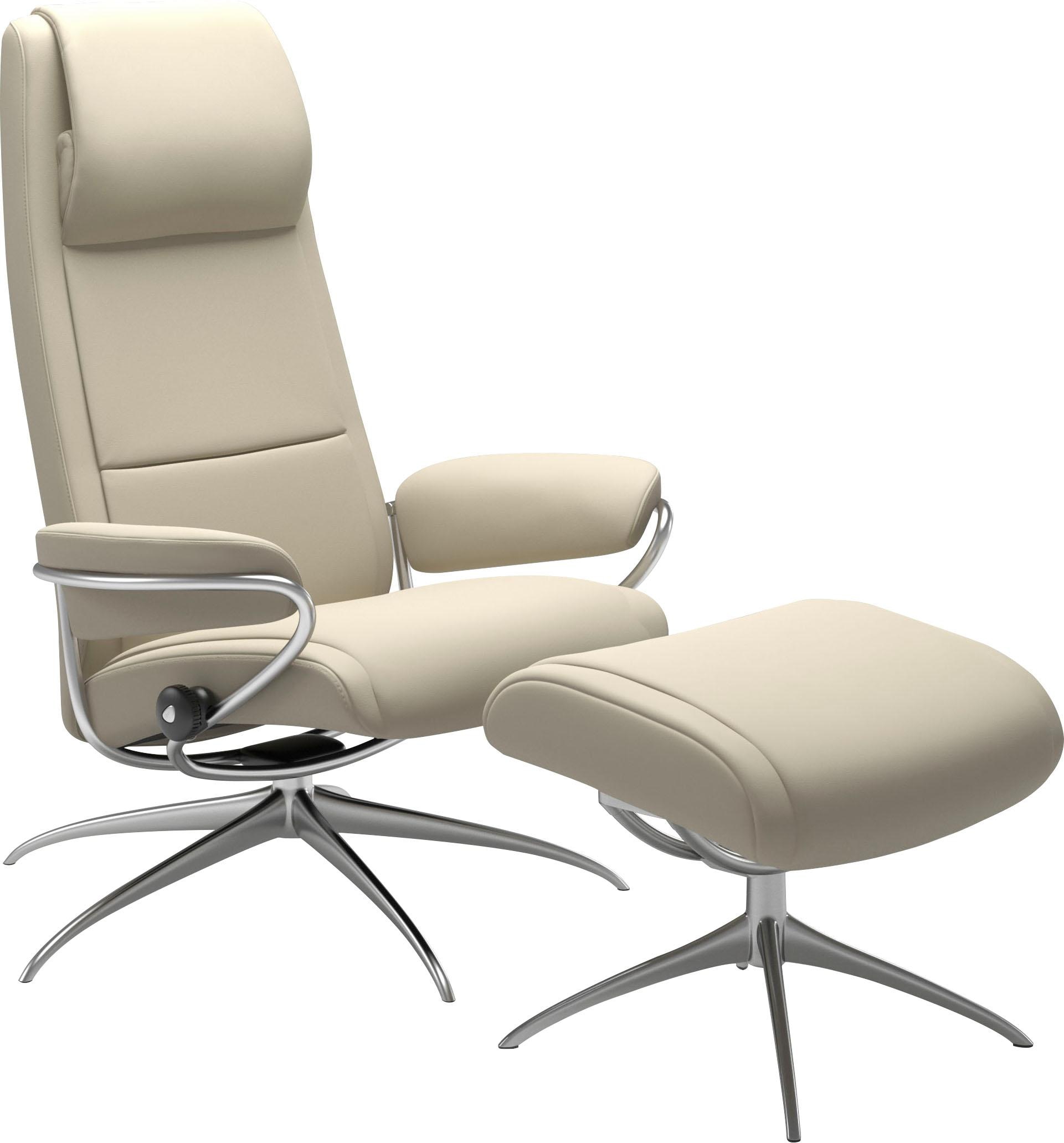 Stressless Relaxsessel "Paris" Set, Relaxsessel mit Hocker, mit Hocker, High Back, mit Star Base, Gestell Chrom