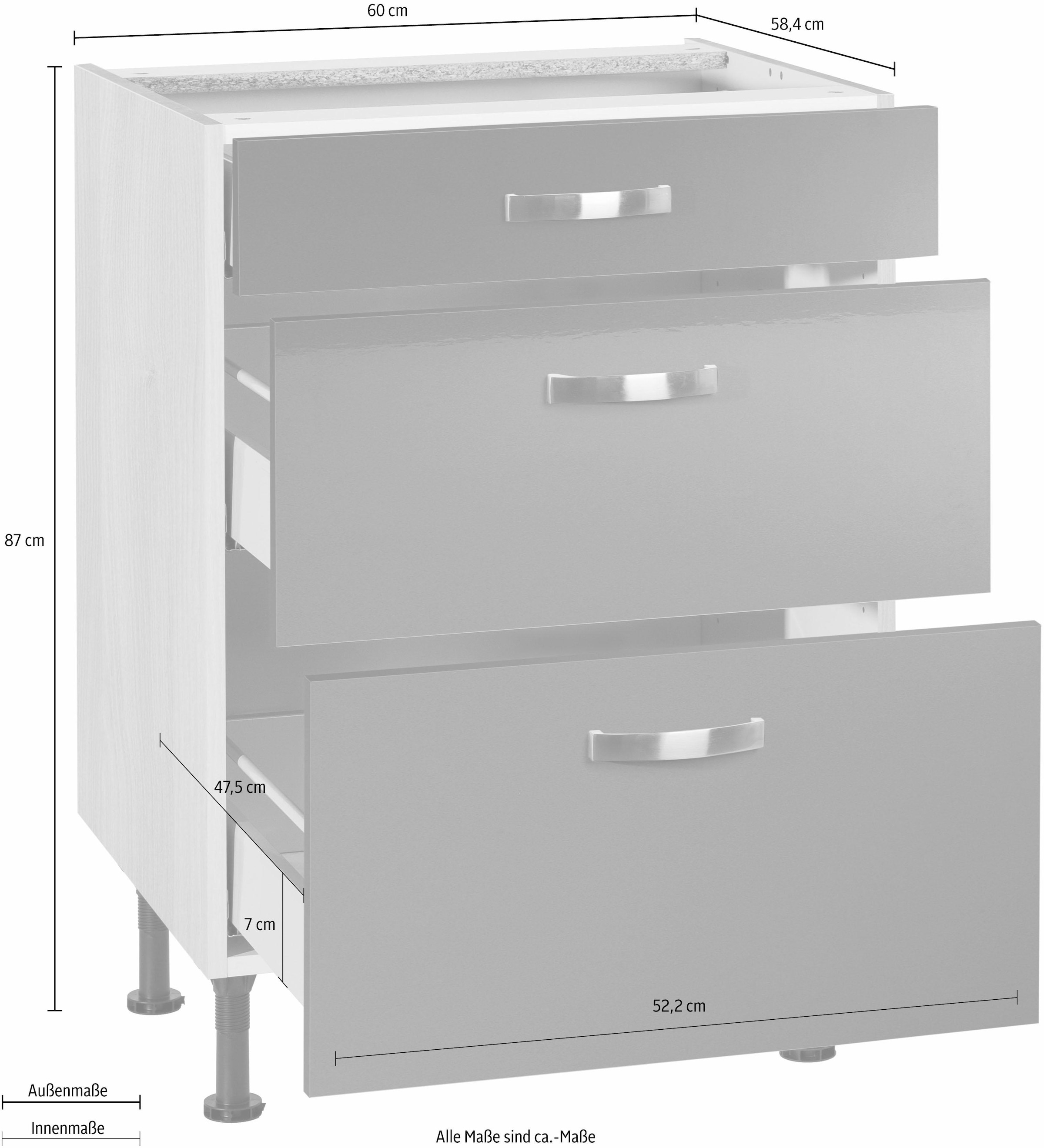 OPTIFIT Unterschrank »Cara«, Breite mit 60 Vollauszügen | und BAUR cm, Soft-Close-Funktion