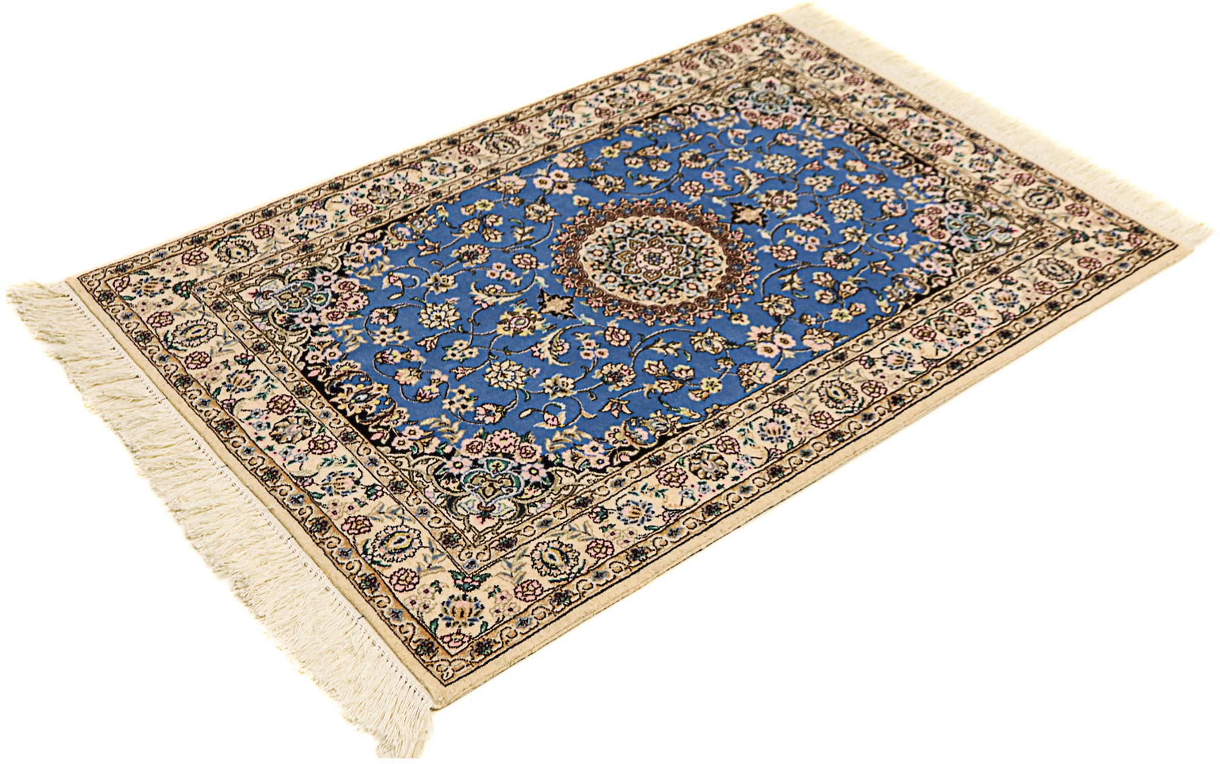 morgenland Orientteppich "Perser - Nain - Premium - 120 x 80 cm - blau", rechteckig, 6 mm Höhe, Wohnzimmer, Handgeknüpft