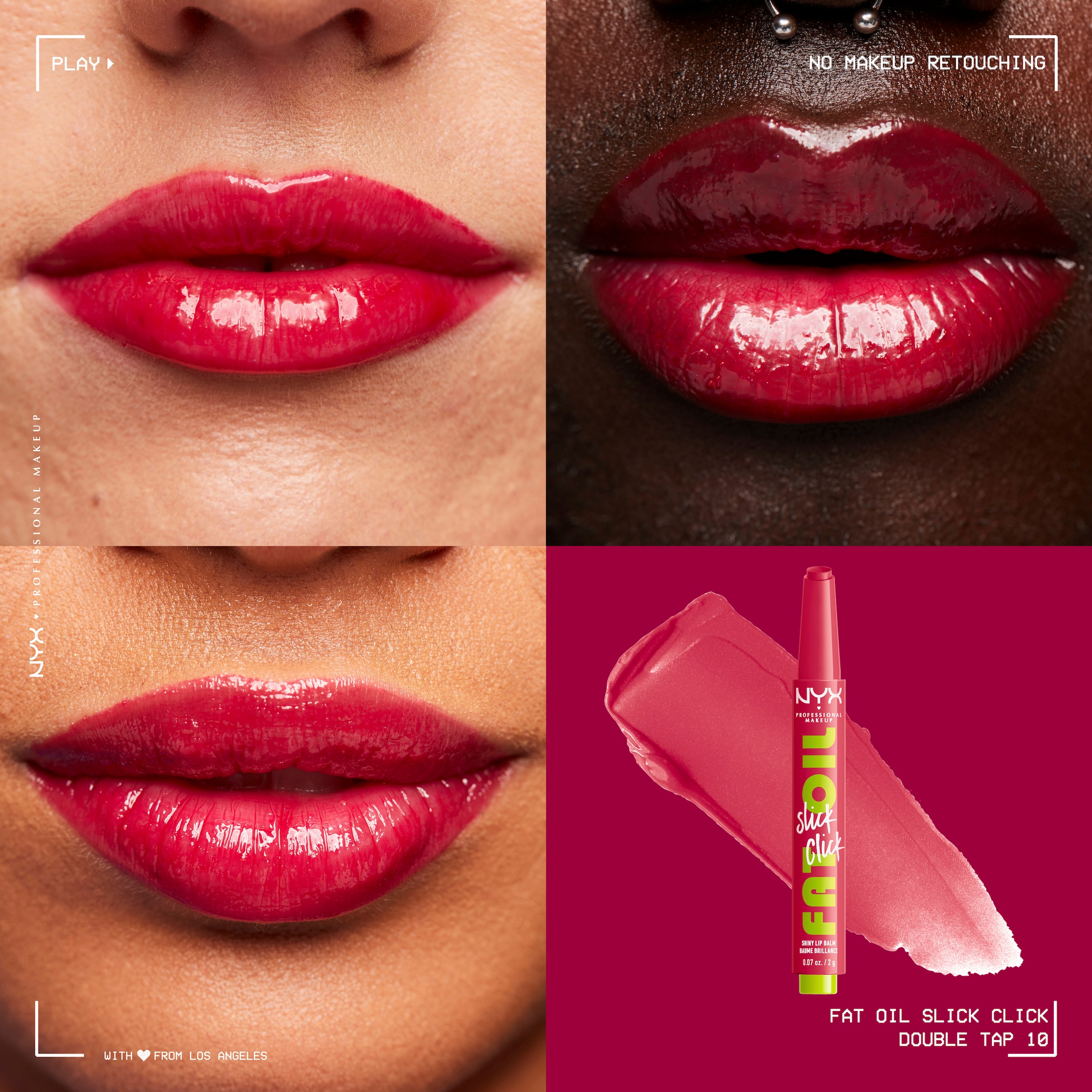 NYX Lippenstift »NYX Professional Makeup Fat Oil Slick Click Double Tap«, mit natürlichen Inhaltstoffen